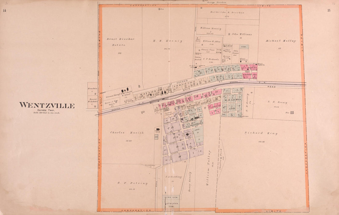 This old map of Wentzville from Plat Book of St. Charles Co., Missouri from 1905 was created by North West Publishing Co in 1905