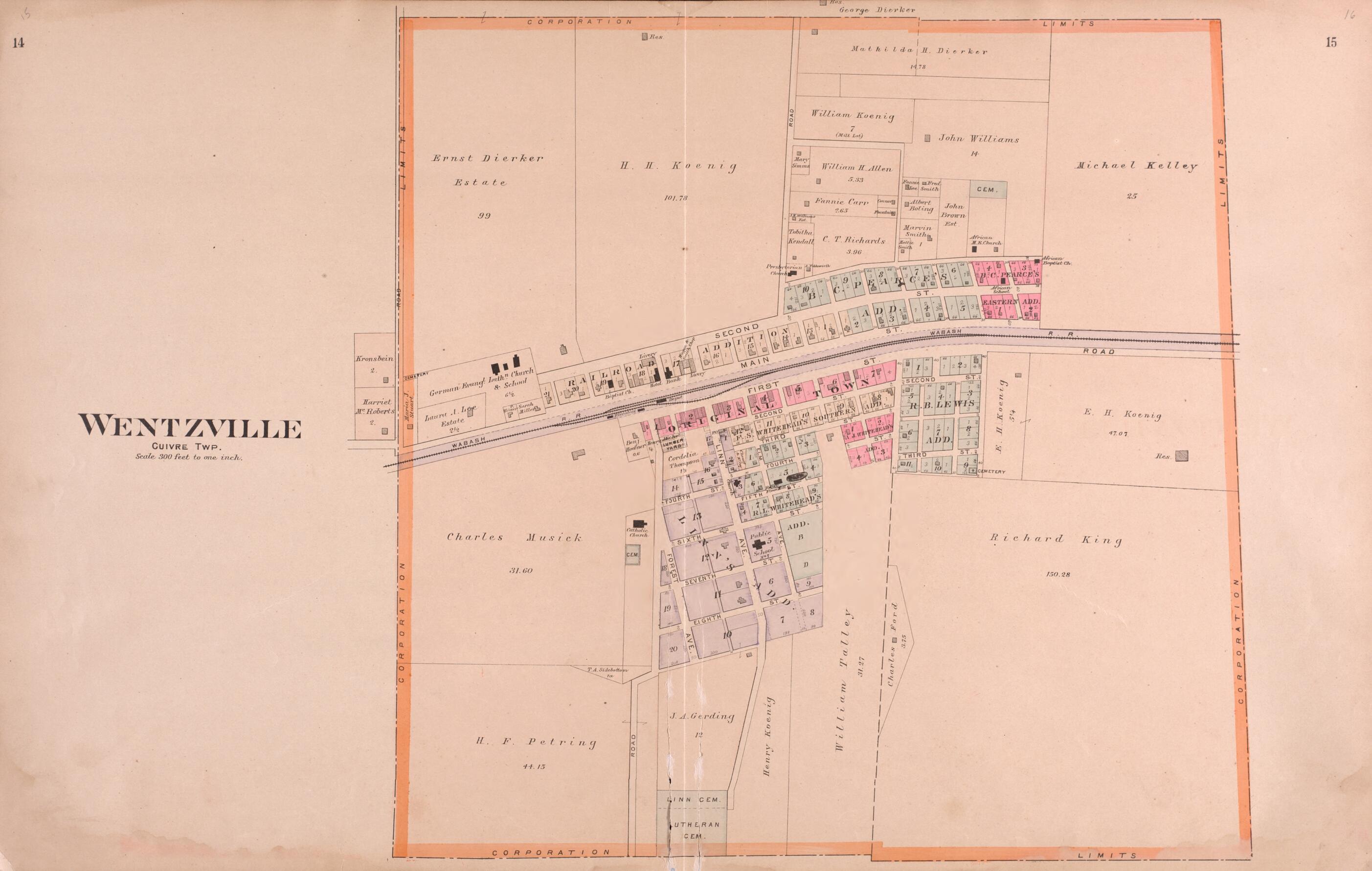 This old map of Wentzville from Plat Book of St. Charles Co., Missouri from 1905 was created by North West Publishing Co in 1905