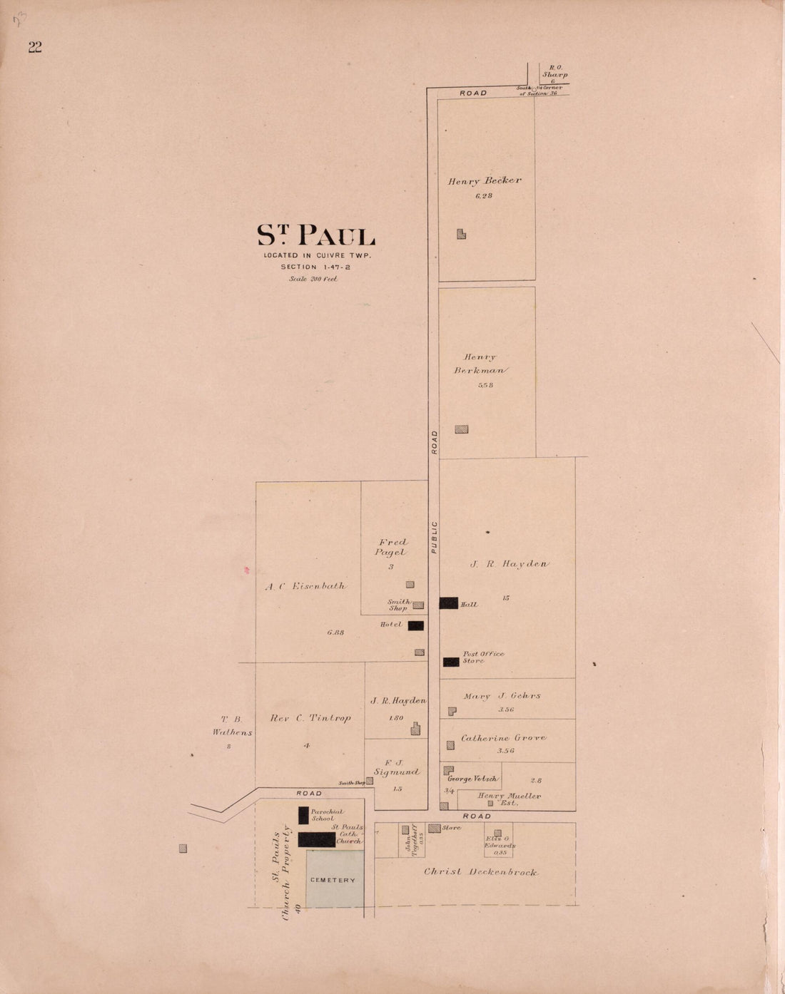 This old map of St. Paul from Plat Book of St. Charles Co., Missouri from 1905 was created by North West Publishing Co in 1905