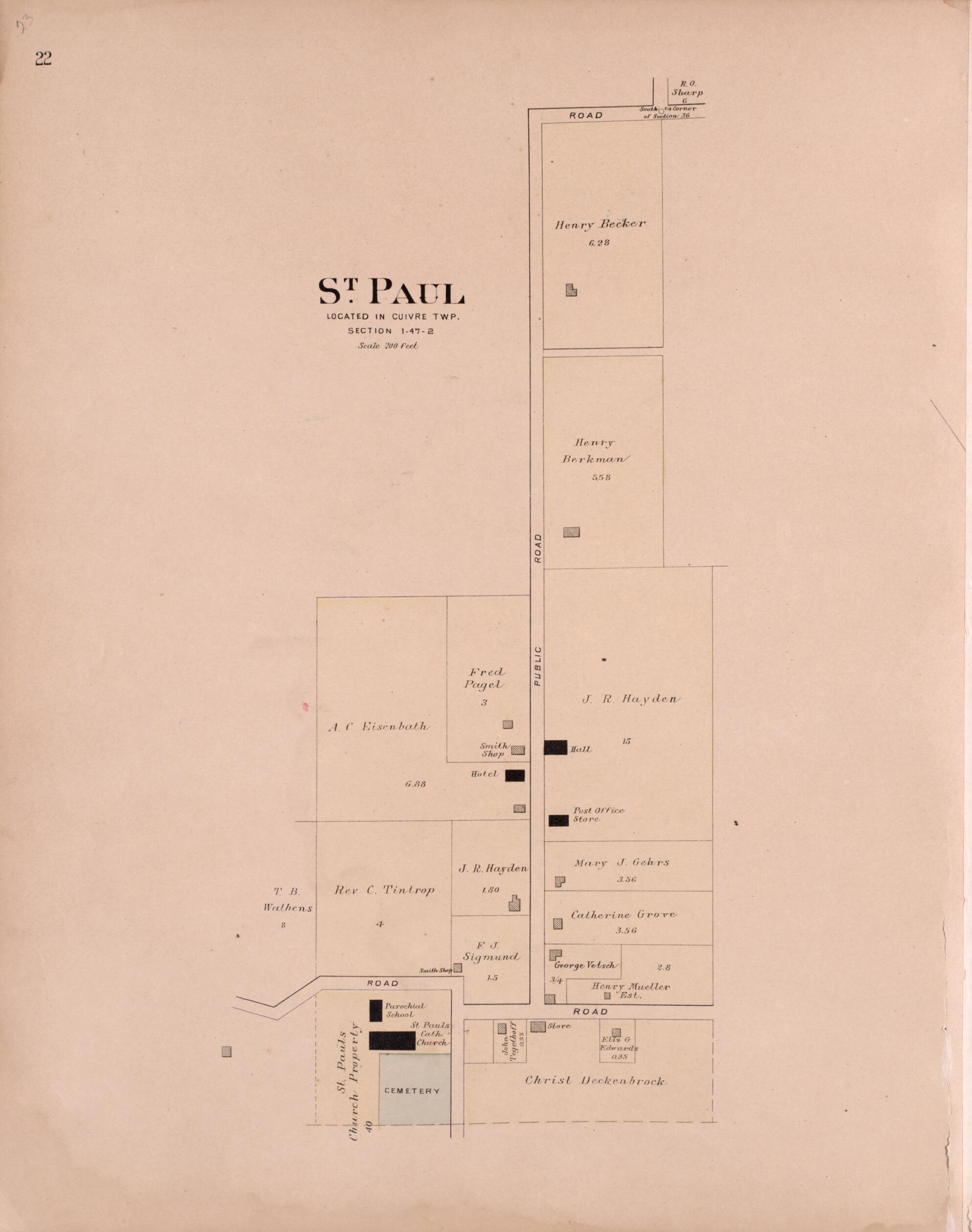 This old map of St. Paul from Plat Book of St. Charles Co., Missouri from 1905 was created by North West Publishing Co in 1905
