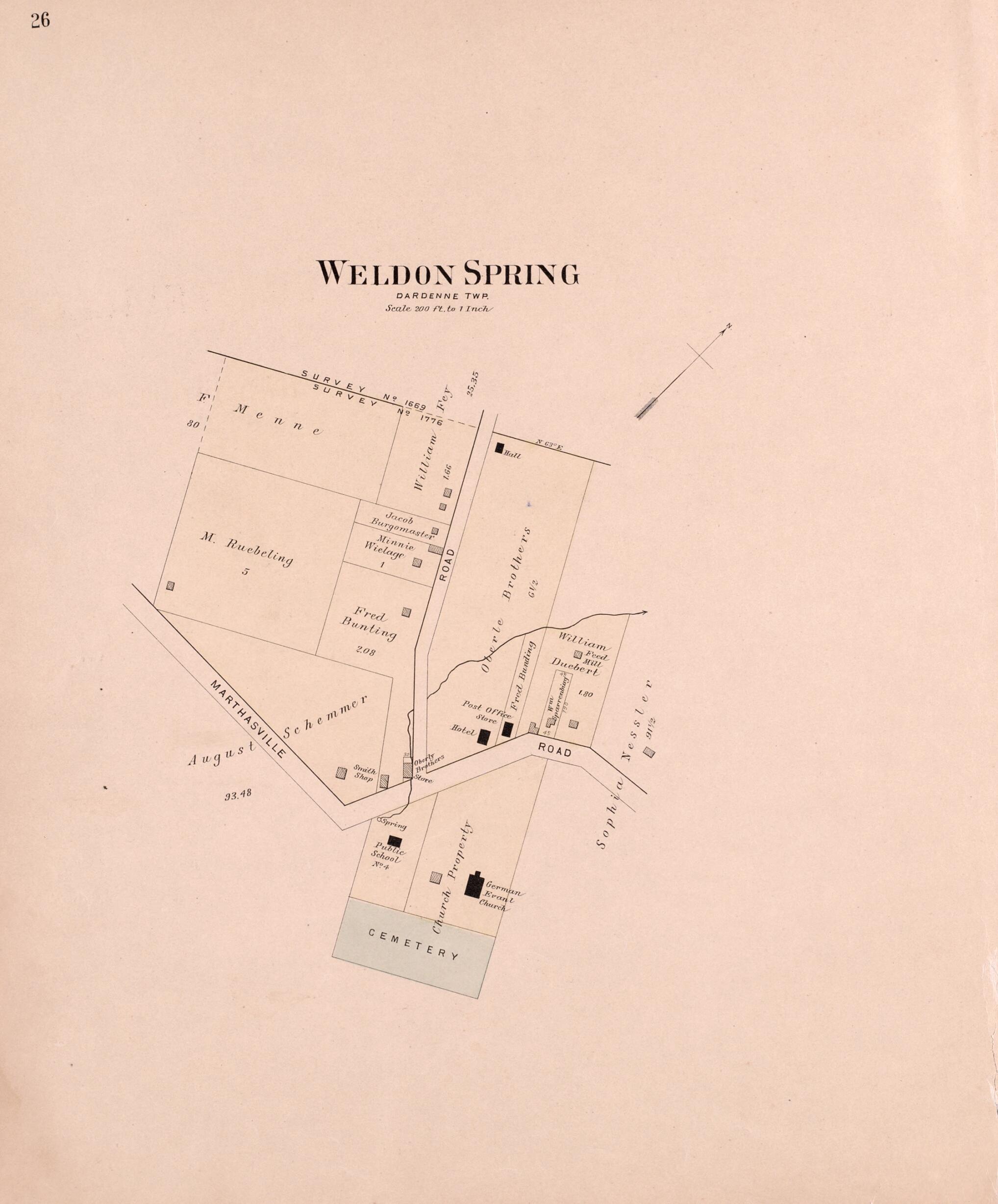 This old map of Weldon Spring from Plat Book of St. Charles Co., Missouri from 1905 was created by North West Publishing Co in 1905