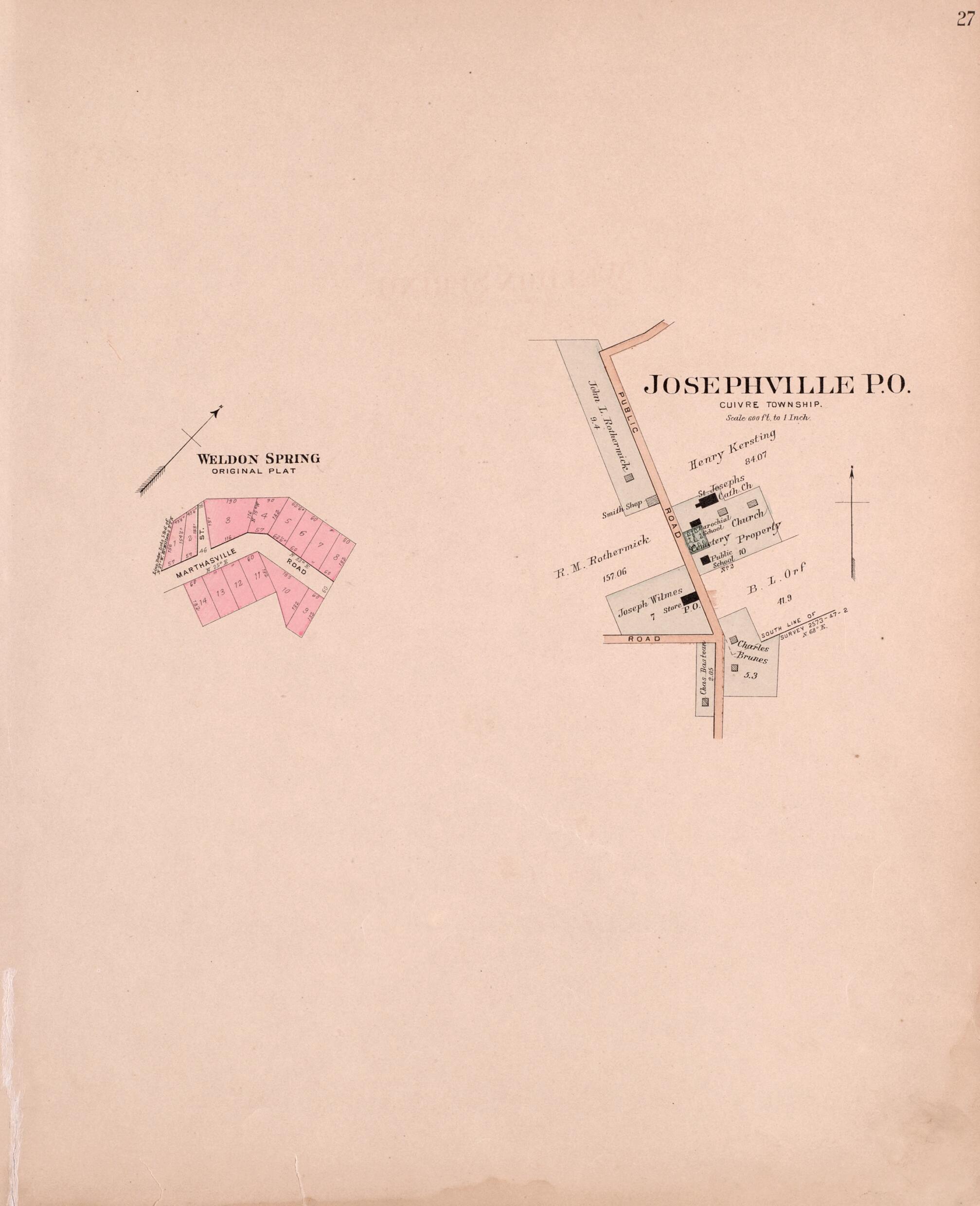 This old map of Weldon Spring & Josephville P.O. from Plat Book of St. Charles Co., Missouri from 1905 was created by North West Publishing Co in 1905
