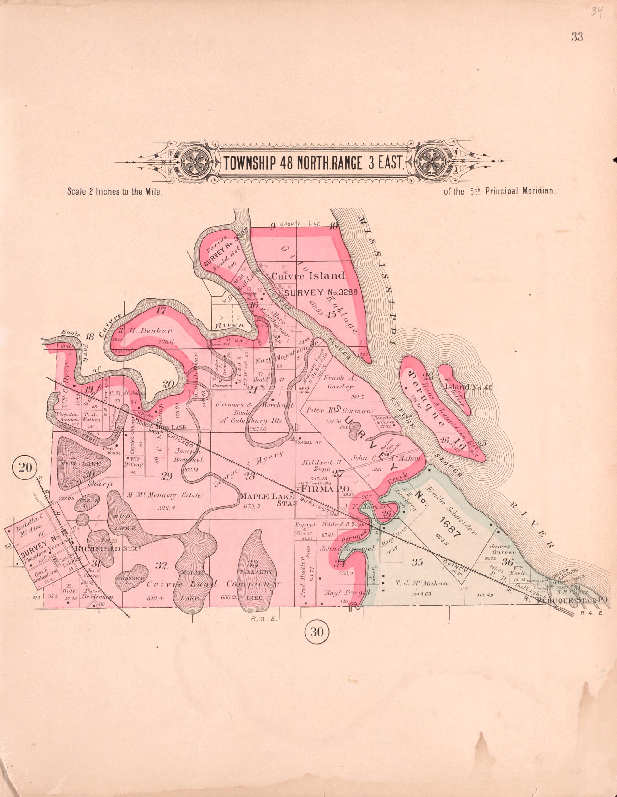 This old map of Township 48 North Range 3 East from Plat Book of St. Charles Co., Missouri from 1905 was created by North West Publishing Co in 1905