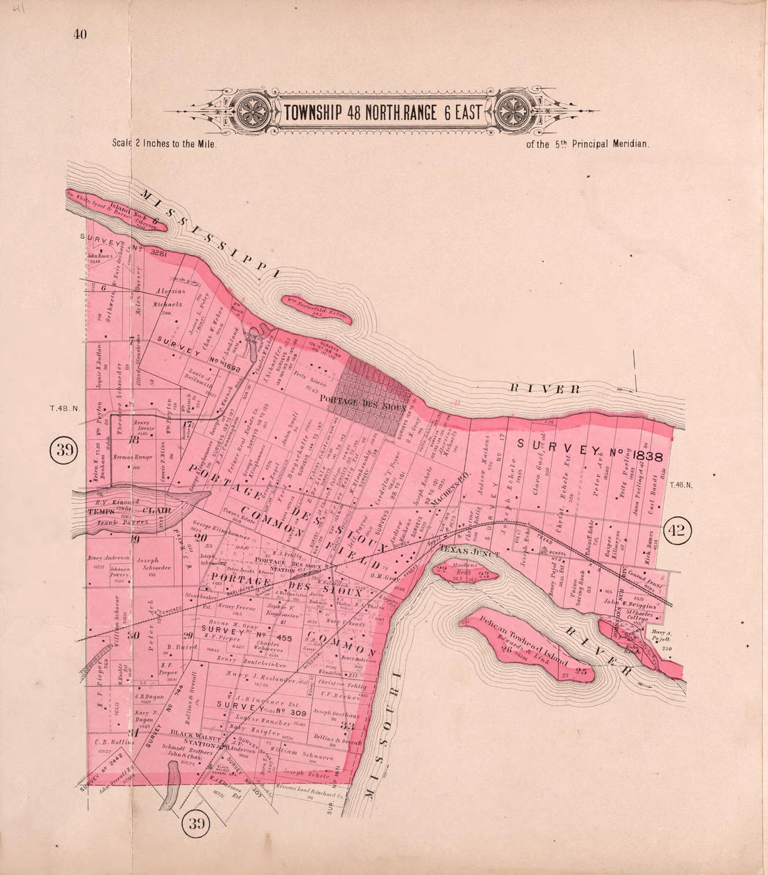This old map of Township 48 North Range 6 East from Plat Book of St. Charles Co., Missouri from 1905 was created by North West Publishing Co in 1905