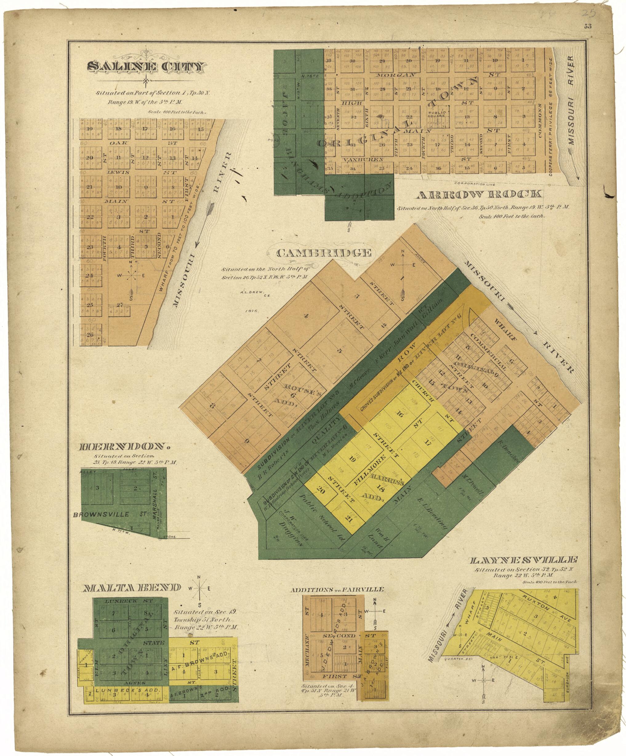 This old map of Saline City from Illustrated Atlas Map of Saline County, Missouri from 1876 was created by Missouri Publishing Co in 1876