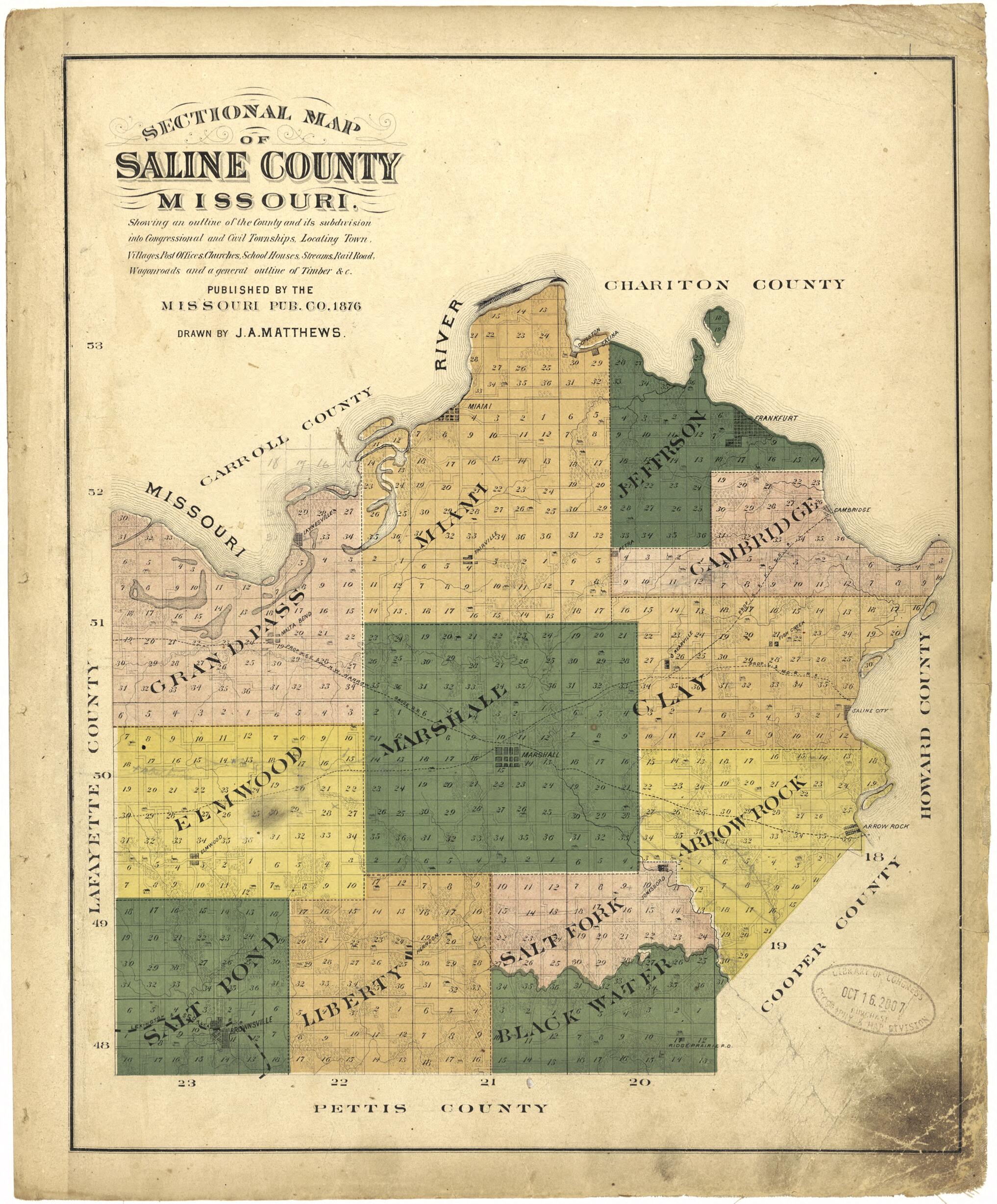 This old map of Sectional Map of Saline County, Missouri from Illustrated Atlas Map of Saline County, Missouri from 1876 was created by Missouri Publishing Co in 1876