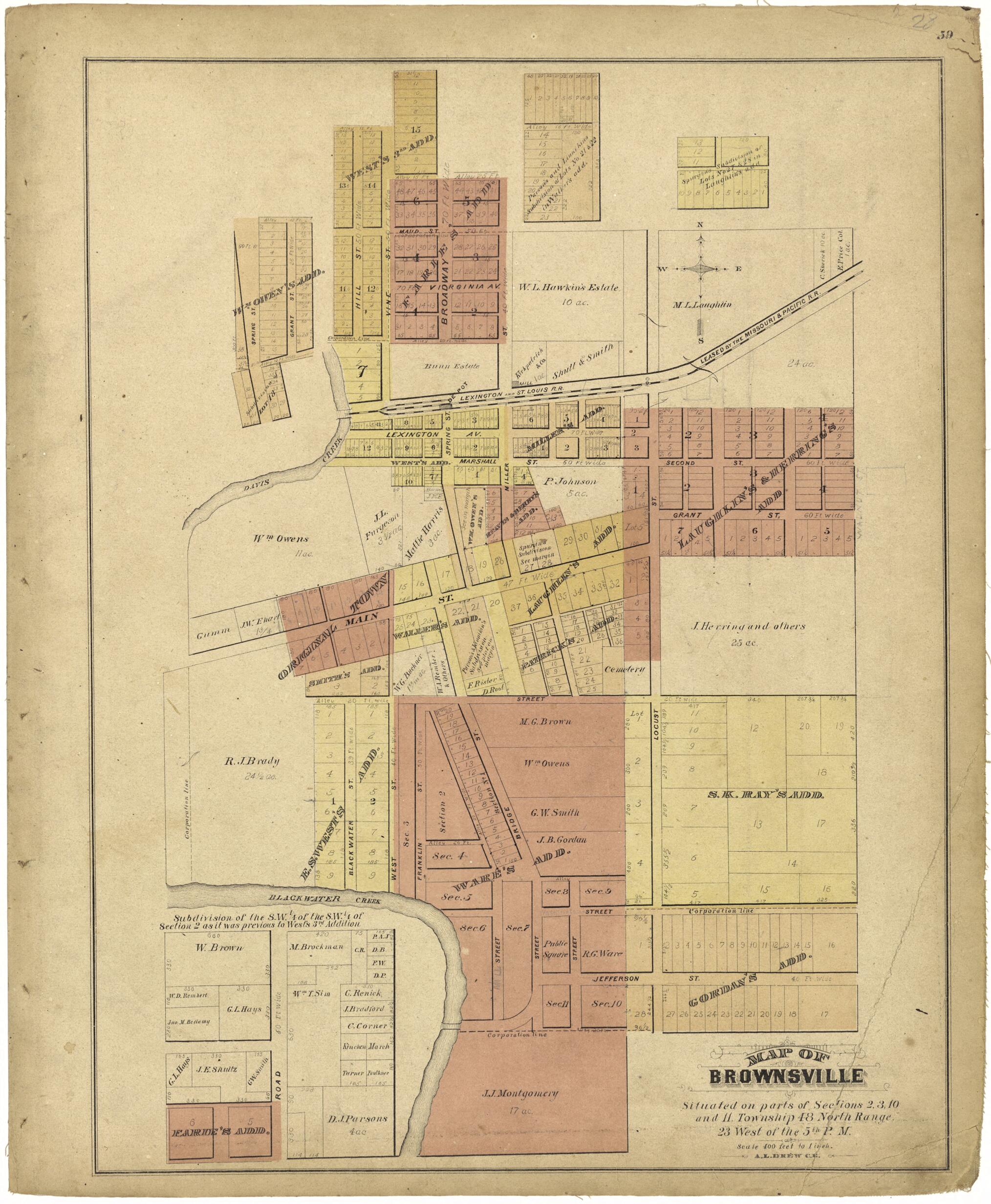 This old map of Map of Brownsville from Illustrated Atlas Map of Saline County, Missouri from 1876 was created by Missouri Publishing Co in 1876