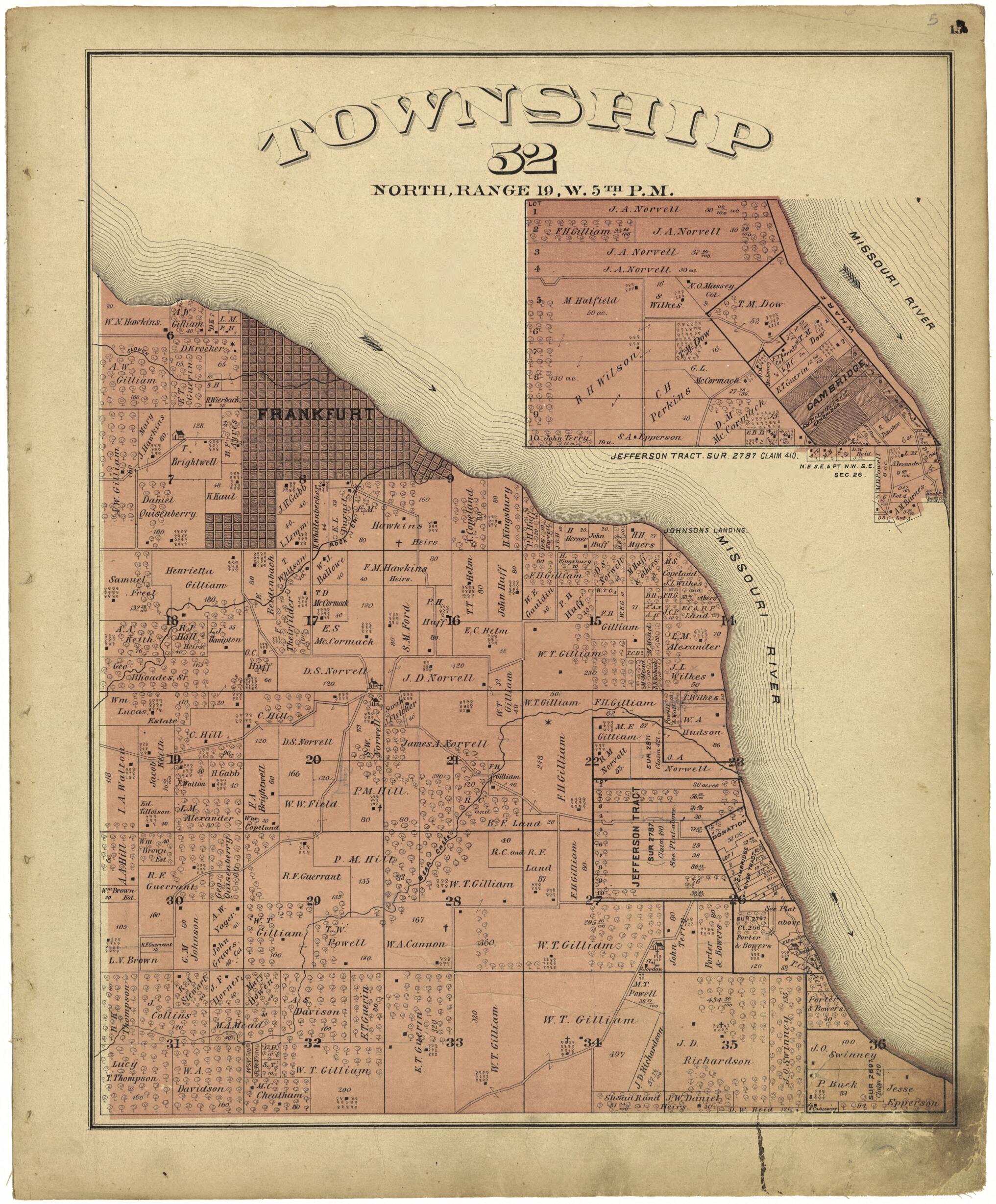 This old map of Township 52 North, Range 19W. 5th P.M. from Illustrated Atlas Map of Saline County, Missouri from 1876 was created by Missouri Publishing Co in 1876