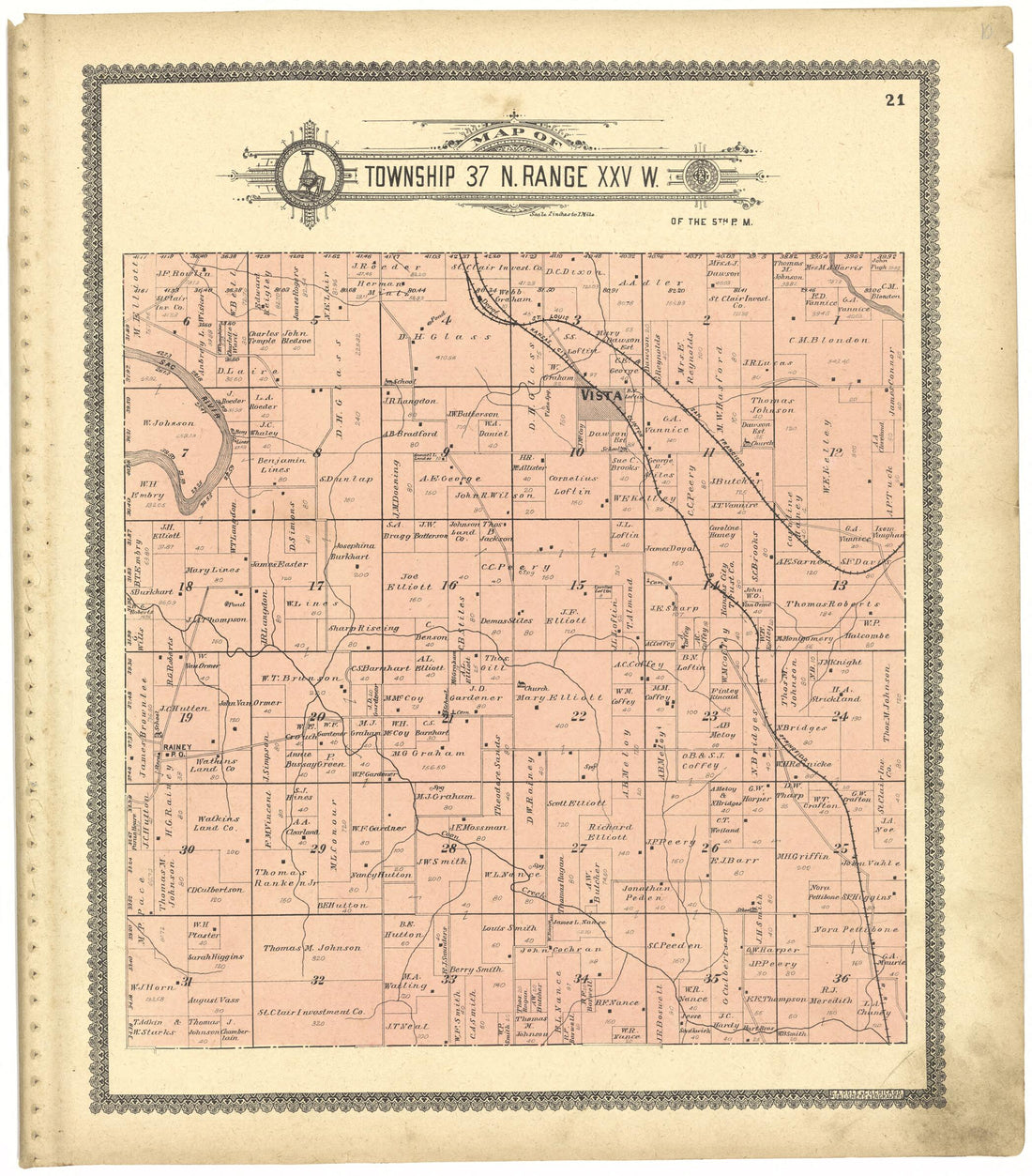 This old map of Map of Township 37 N. Range XXV W. from Standard Atlas of Saint Clair County, Missouri from 1903 was created by Geo. A. Ogle & Co in 1903