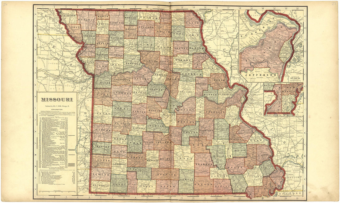 This old map of Missouri from Standard Atlas of Saint Clair County, Missouri from 1903 was created by Geo. A. Ogle & Co in 1903