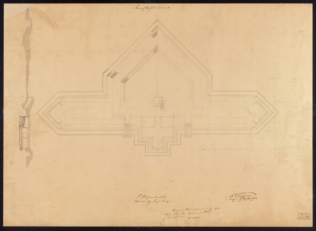 This old map of Plan of Fort No. 3 and 4 from Original Plattings of Forts at St. Louis, Mo. 186-. from 1860 was created by United States. Army. Corps of Engineers in 1860