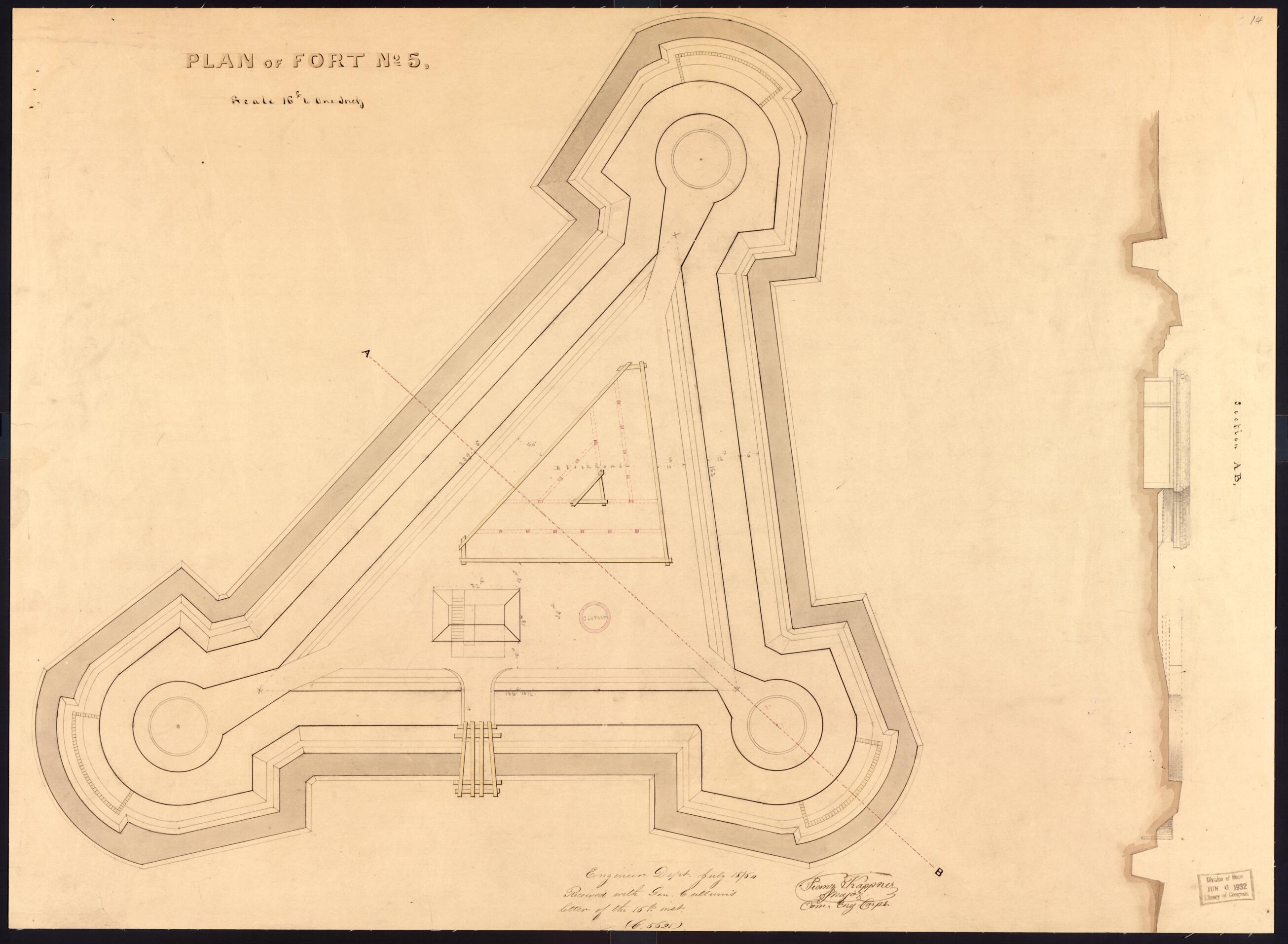 This old map of Plan of Fort No. 5 from Original Plattings of Forts at St. Louis, Mo. 186-. from 1860 was created by United States. Army. Corps of Engineers in 1860