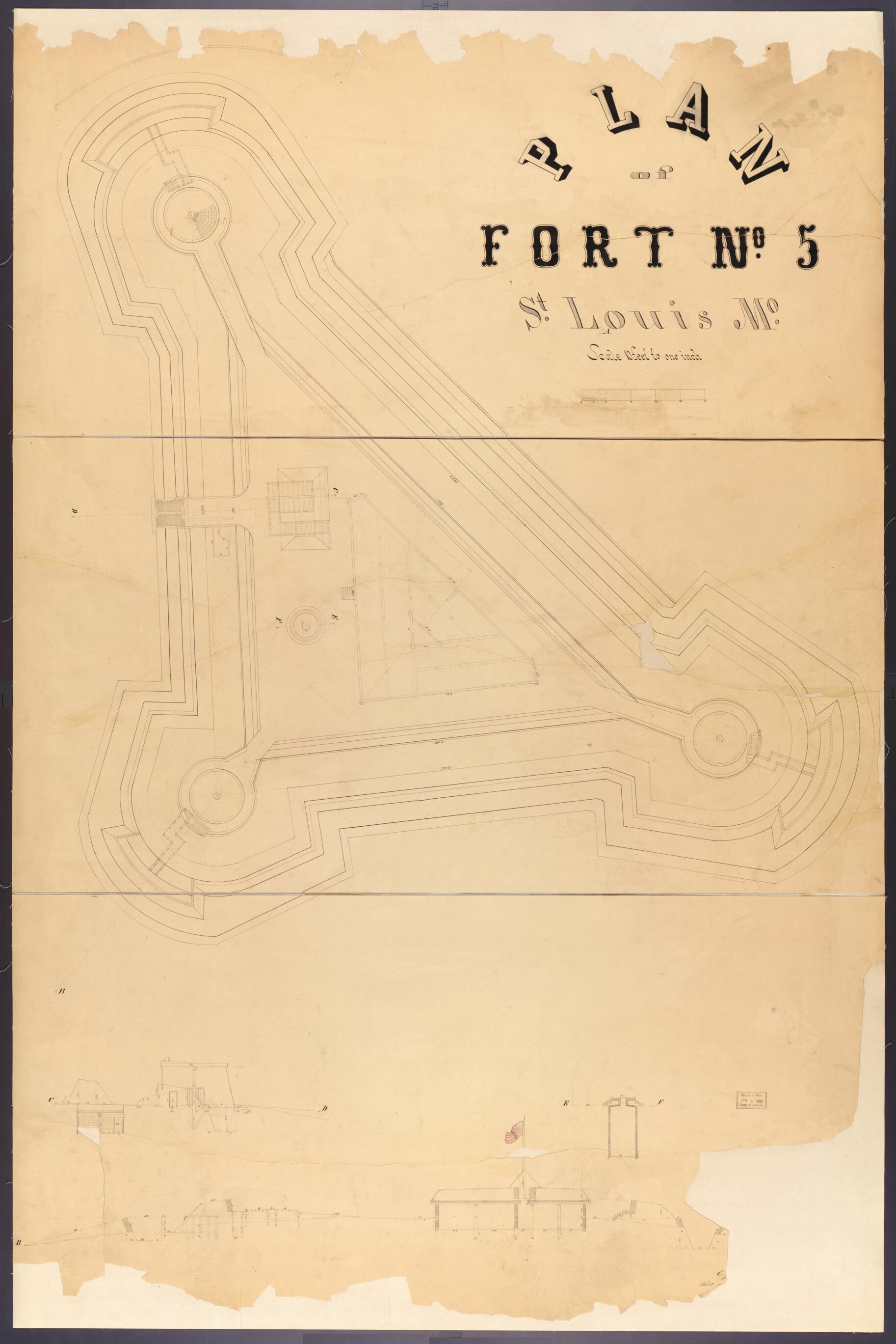 This old map of Plan of Fort No. 5 from Original Plattings of Forts at St. Louis, Mo. 186-. from 1860 was created by United States. Army. Corps of Engineers in 1860