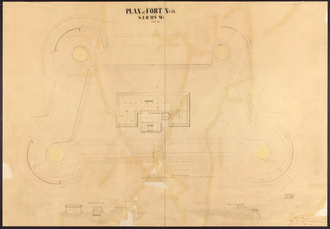 This old map of Plan of Fort No. 6 from Original Plattings of Forts at St. Louis, Mo. 186-. from 1860 was created by United States. Army. Corps of Engineers in 1860