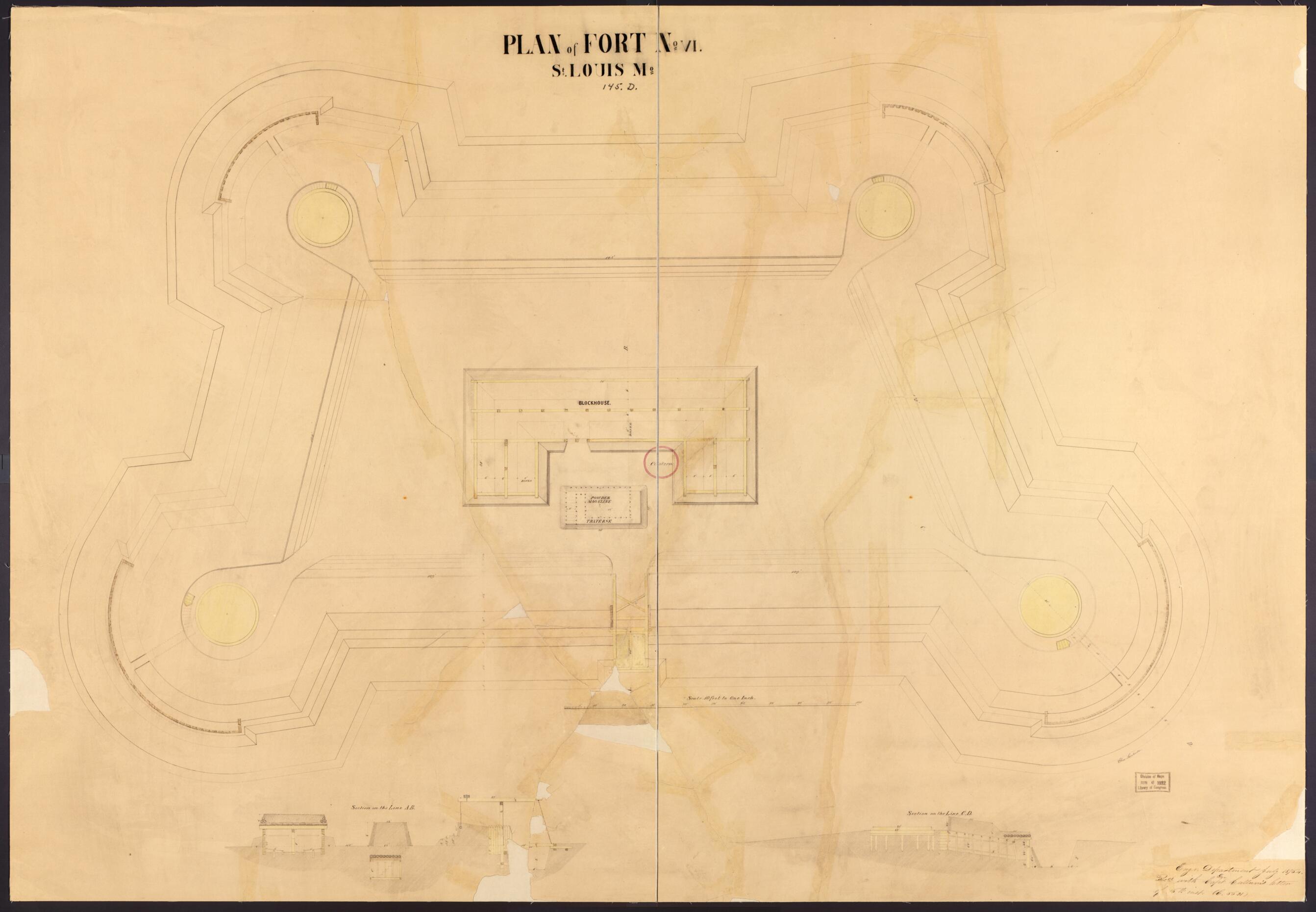 This old map of Plan of Fort No. 6 from Original Plattings of Forts at St. Louis, Mo. 186-. from 1860 was created by United States. Army. Corps of Engineers in 1860