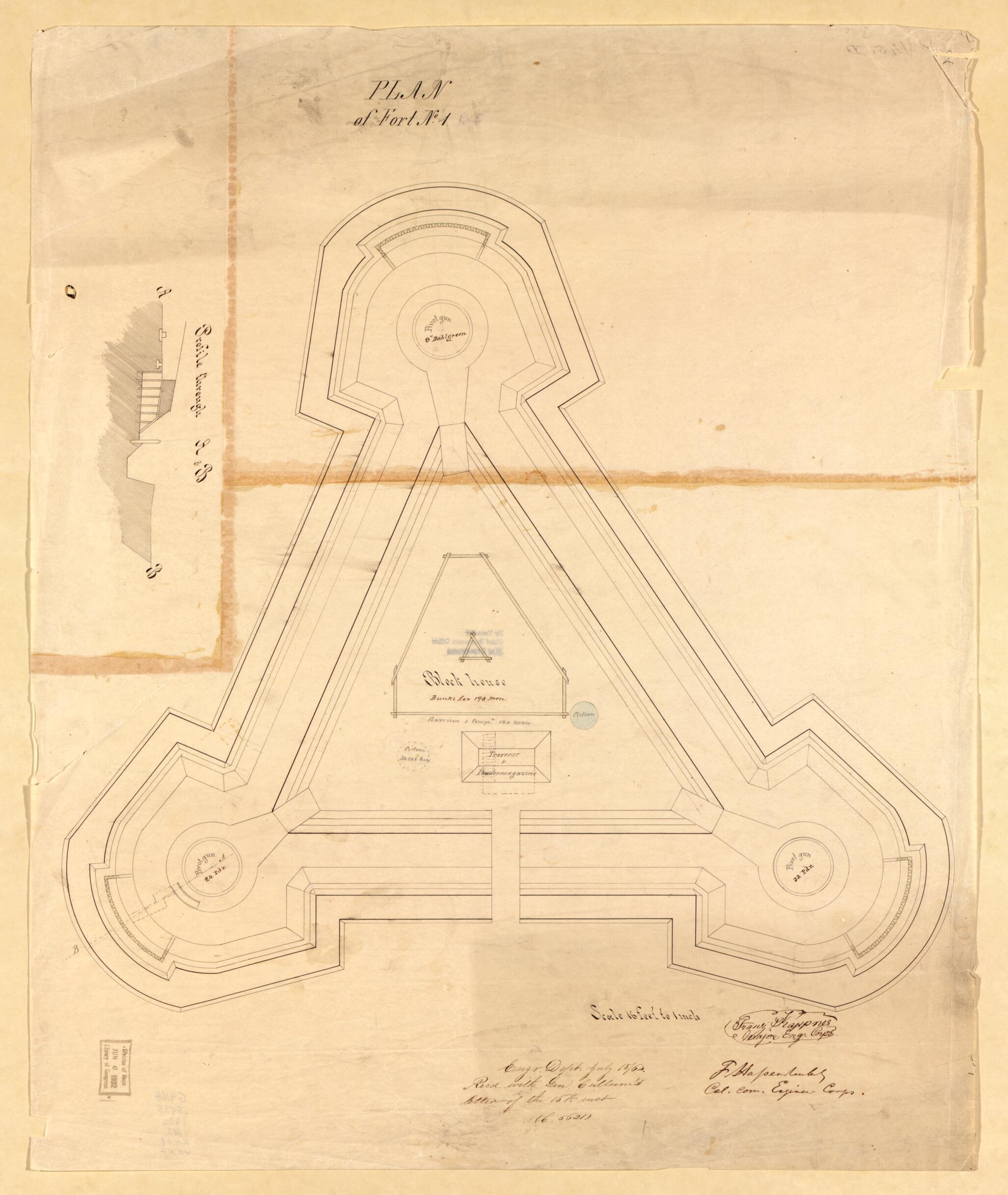 This old map of Plan of Fort No. 1 from Original Plattings of Forts at St. Louis, Mo. 186-. from 1860 was created by United States. Army. Corps of Engineers in 1860
