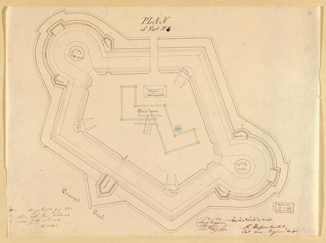 This old map of Plan of Fort No. 6 & 7 from Original Plattings of Forts at St. Louis, Mo. 186-. from 1860 was created by United States. Army. Corps of Engineers in 1860