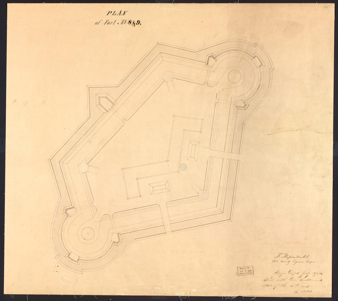 This old map of Plan of Fort No. VIII, St. Louis, MO from Original Plattings of Forts at St. Louis, Mo. 186-. from 1860 was created by United States. Army. Corps of Engineers in 1860