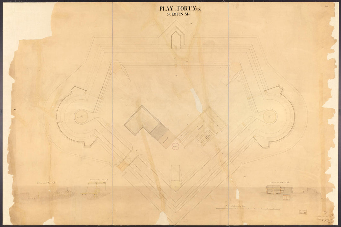 This old map of Plan of Fort No. 9 from Original Plattings of Forts at St. Louis, Mo. 186-. from 1860 was created by United States. Army. Corps of Engineers in 1860