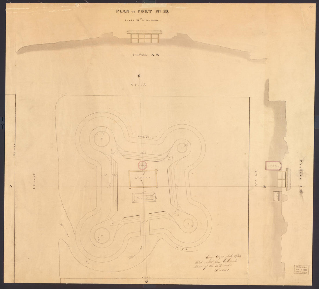 This old map of Plan of Fort No. IX, St. Louis, MO from Original Plattings of Forts at St. Louis, Mo. 186-. from 1860 was created by United States. Army. Corps of Engineers in 1860