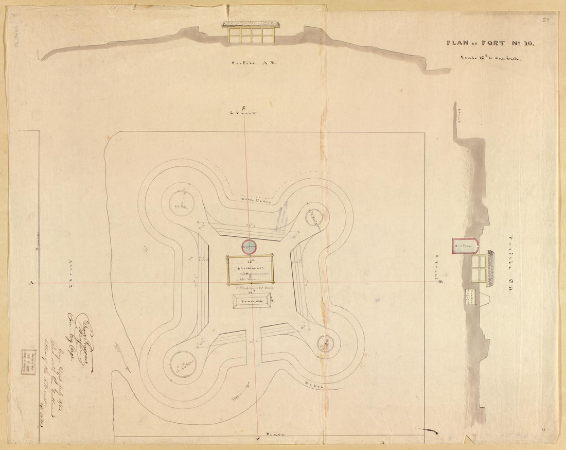 This old map of Plan of Fort No. 10 from Original Plattings of Forts at St. Louis, Mo. 186-. from 1860 was created by United States. Army. Corps of Engineers in 1860