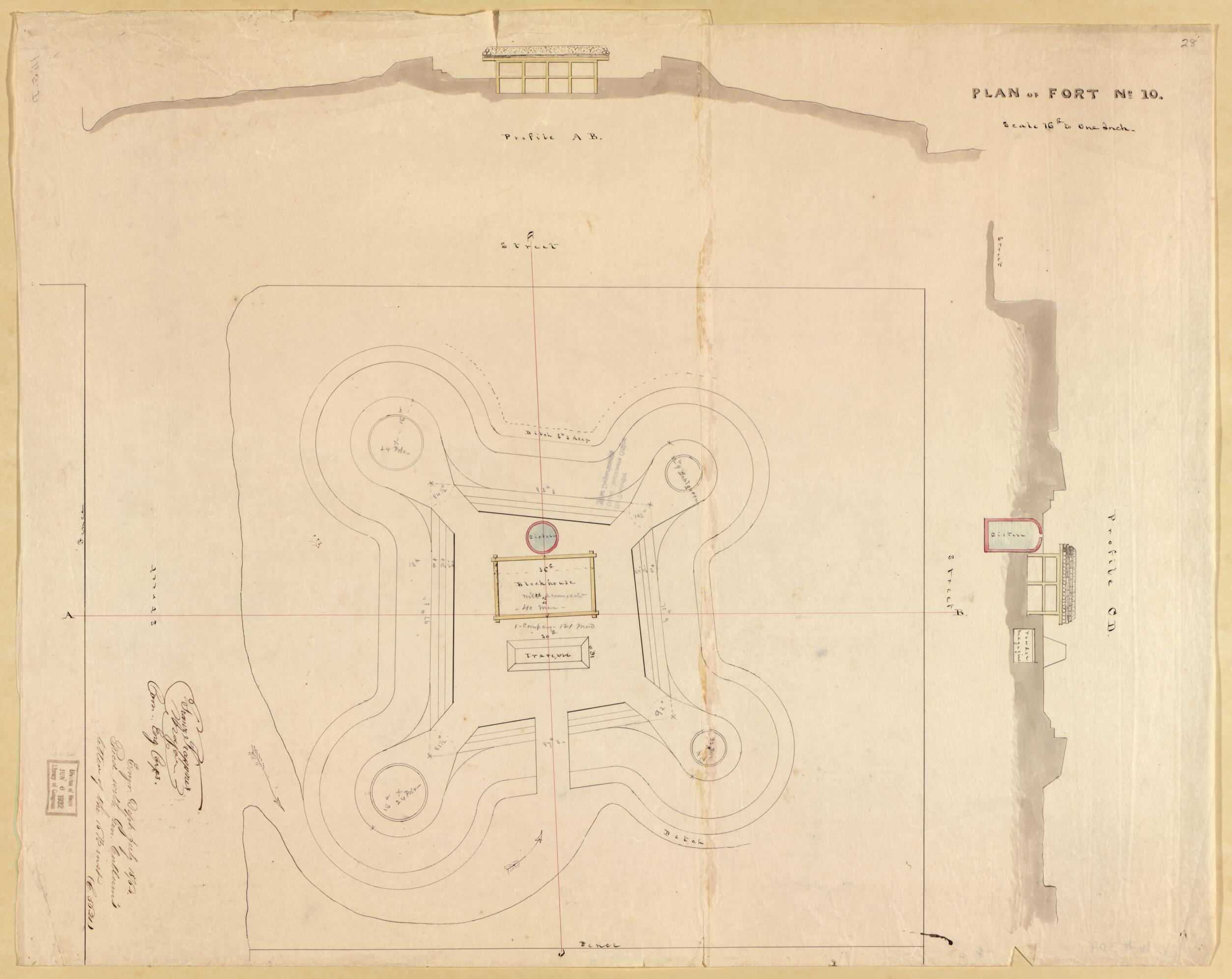 This old map of Plan of Fort No. 10 from Original Plattings of Forts at St. Louis, Mo. 186-. from 1860 was created by United States. Army. Corps of Engineers in 1860
