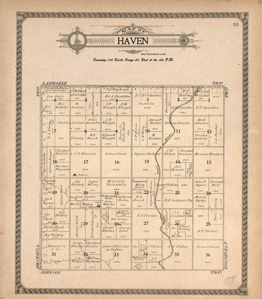 This old map of Haven from Standard Atlas of Foster County, North Dakota from 1910 was created by Alden Publishing Co in 1910
