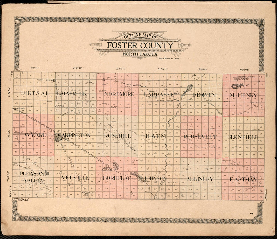 This old map of Outline of Foster County from Standard Atlas of Foster County, North Dakota from 1910 was created by Alden Publishing Co in 1910