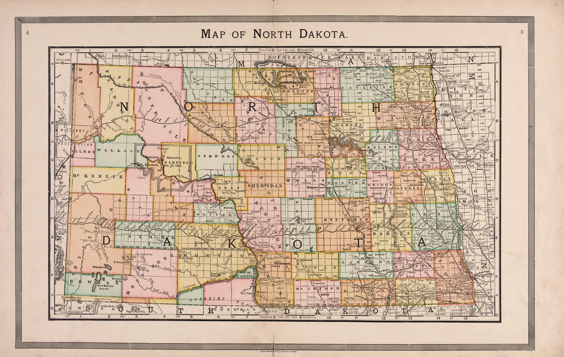 This old map of North Dakota from Illustrated Historical Atlas of Traill and Steele Counties, North Dakota from 1892 was created by Wm. Wangersheim & Co in 1892