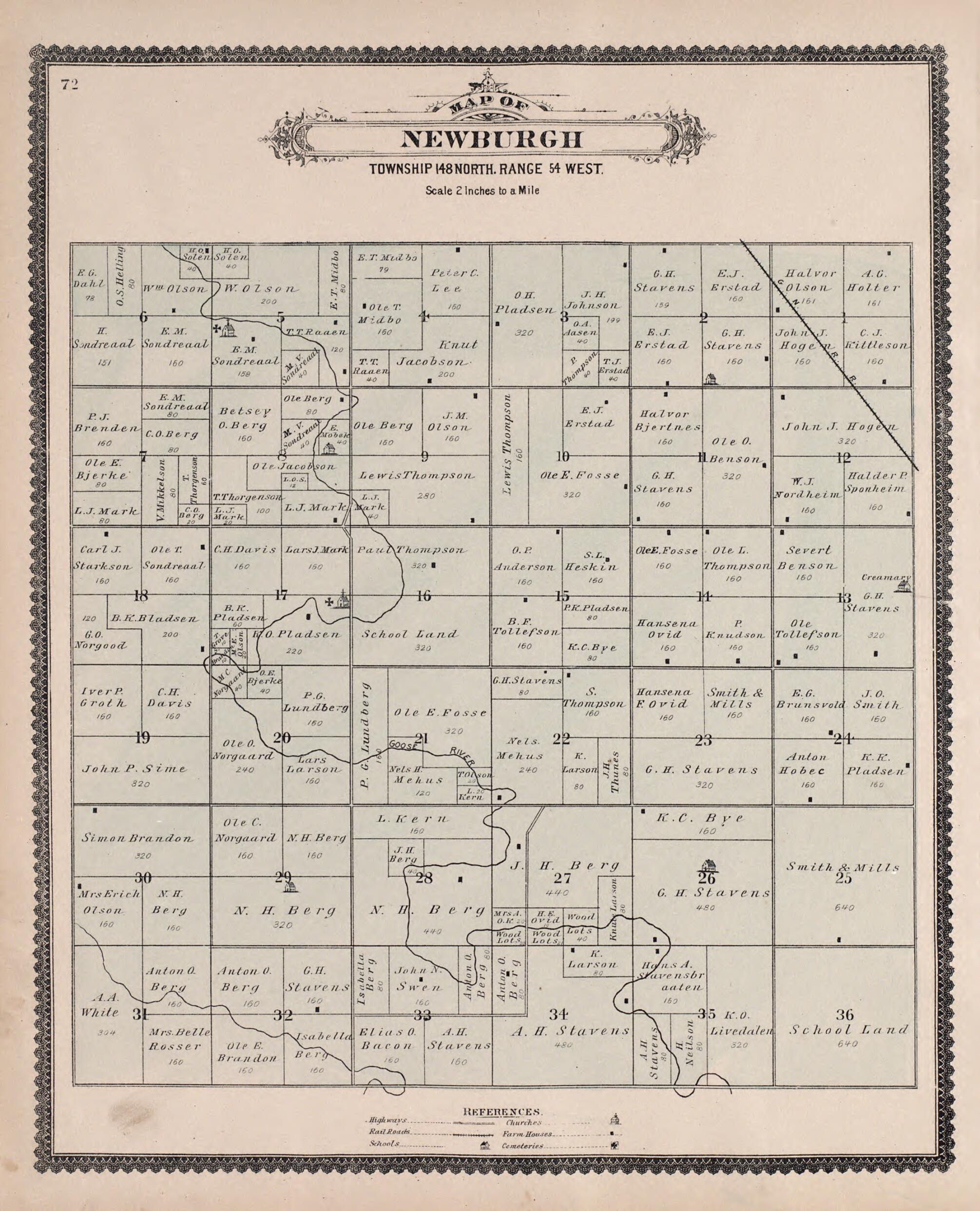 Newburgh from Illustrated Historical Atlas of Traill and Steele Counties, North Dakota 1892 by Relic Map Company