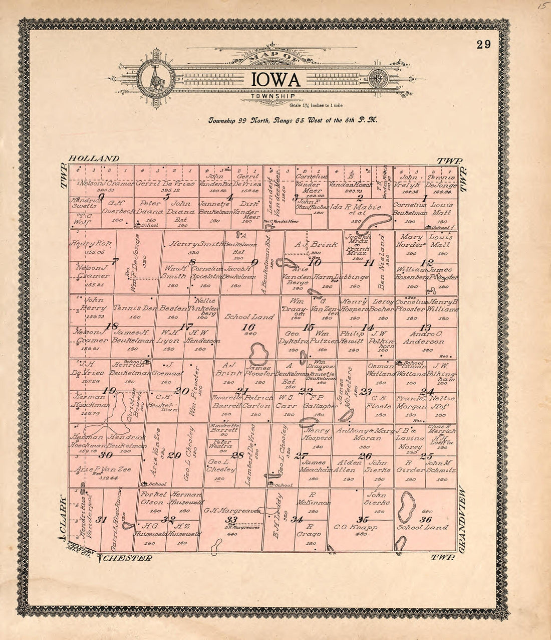 This old map of Map of Iowa Township from Standard Atlas of Douglas County, South Dakota from 1909 was created by Geo. A. Ogle & Co in 1909