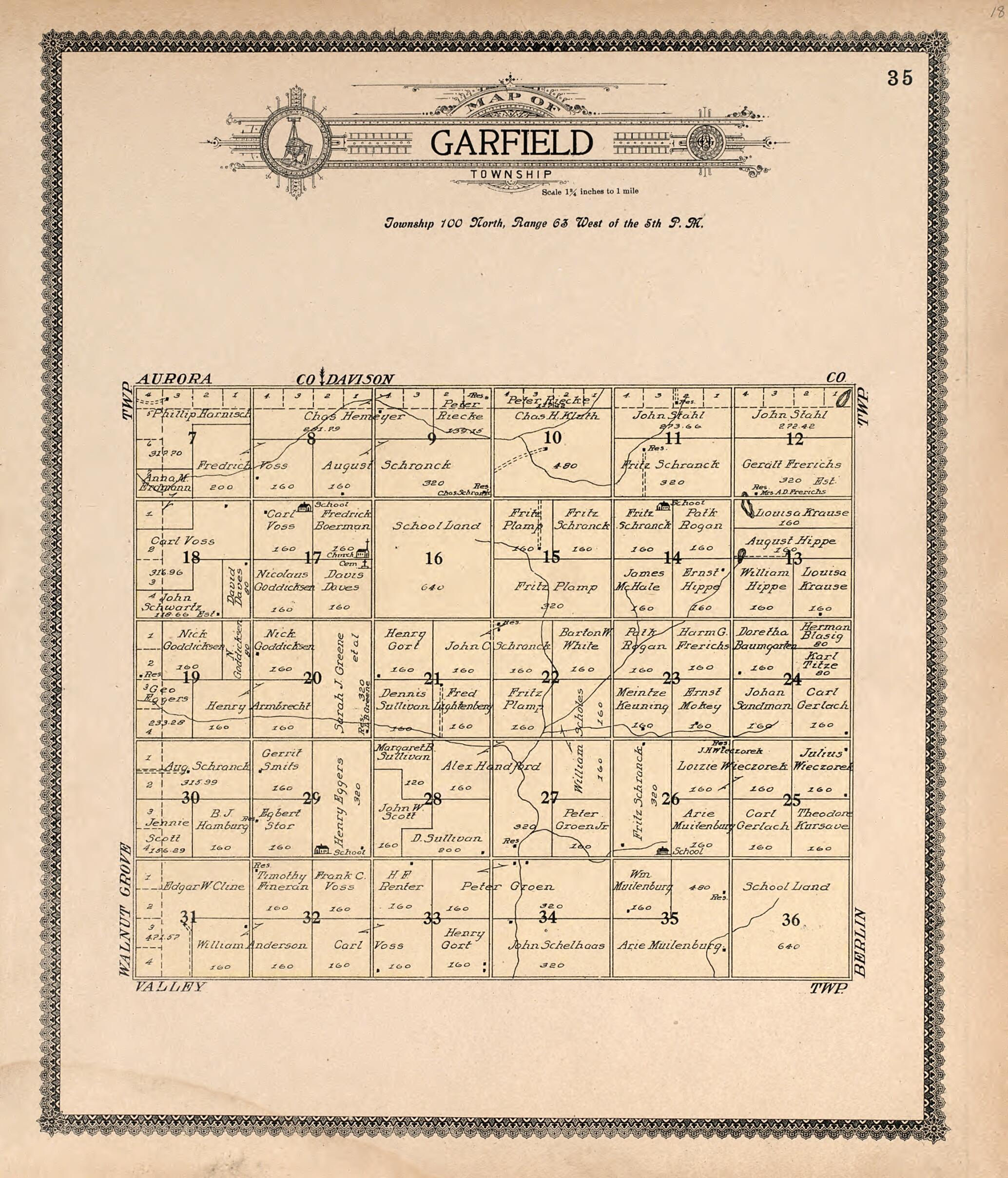 This old map of Map of Garfield Township from Standard Atlas of Douglas County, South Dakota from 1909 was created by Geo. A. Ogle & Co in 1909
