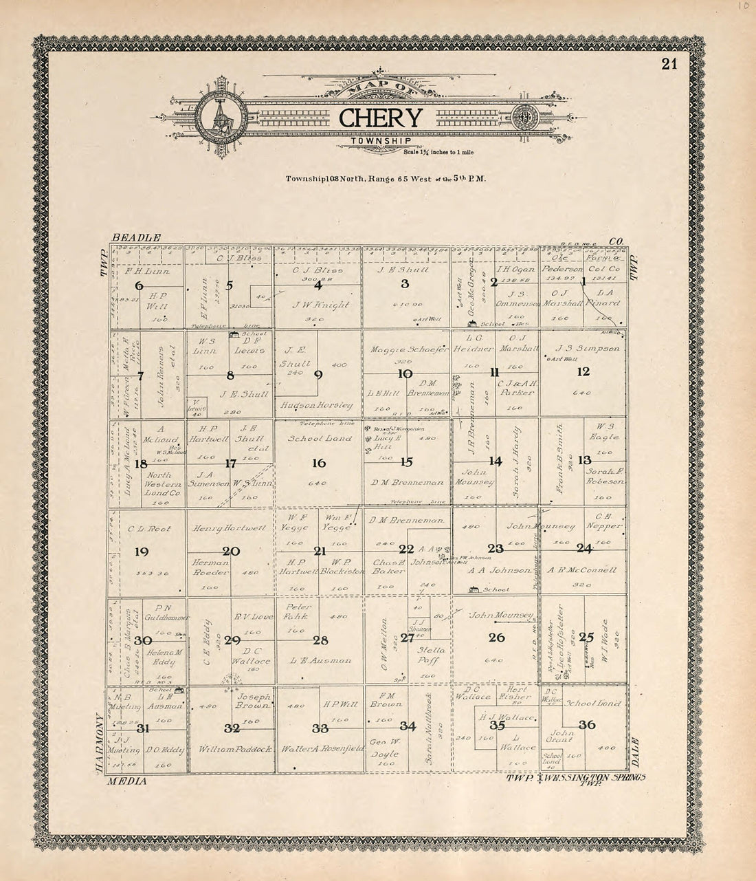This old map of Map of Chery Township from Standard Atlas of Jerauld County, South Dakota from 1909 was created by Geo. A. Ogle & Co in 1909