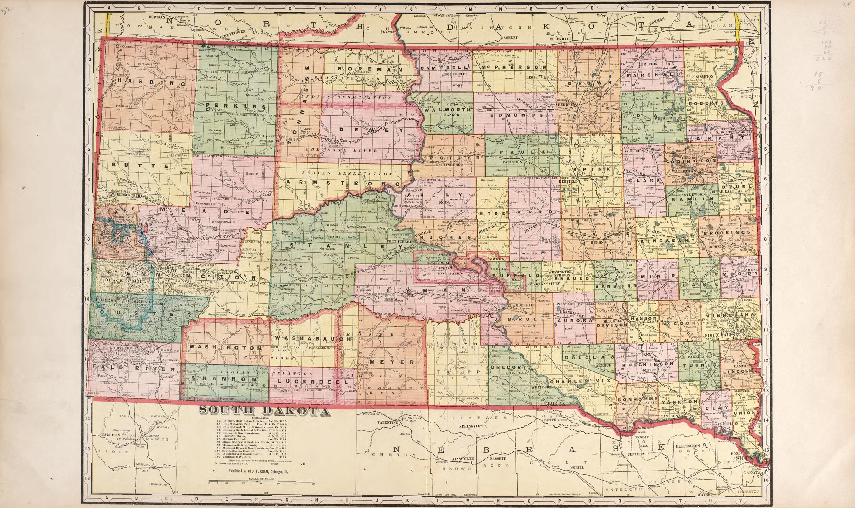 This old map of South Dakota from Standard Atlas of Jerauld County, South Dakota from 1909 was created by Geo. A. Ogle & Co in 1909