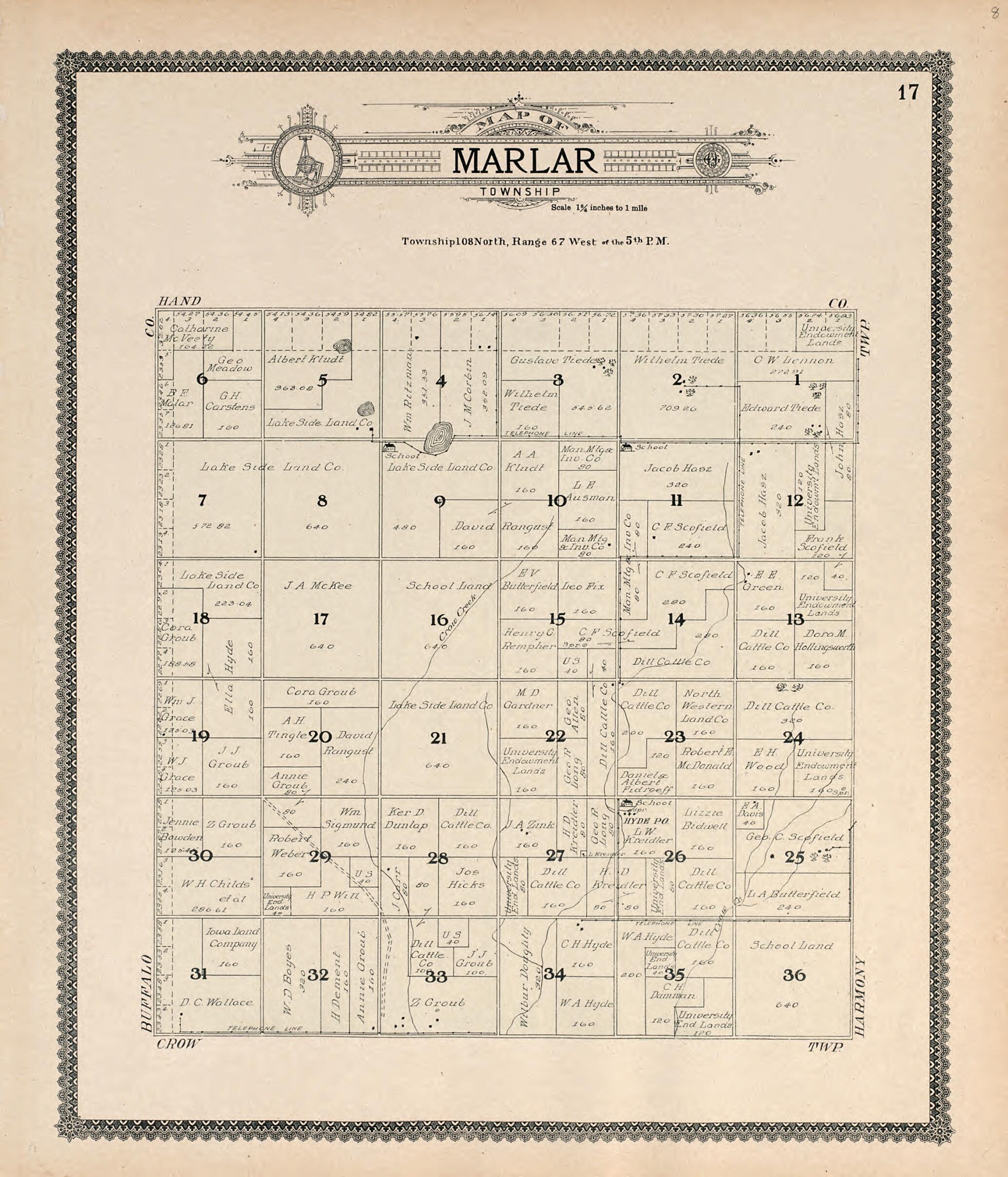 This old map of Map of Marla Township from Standard Atlas of Jerauld County, South Dakota from 1909 was created by Geo. A. Ogle & Co in 1909