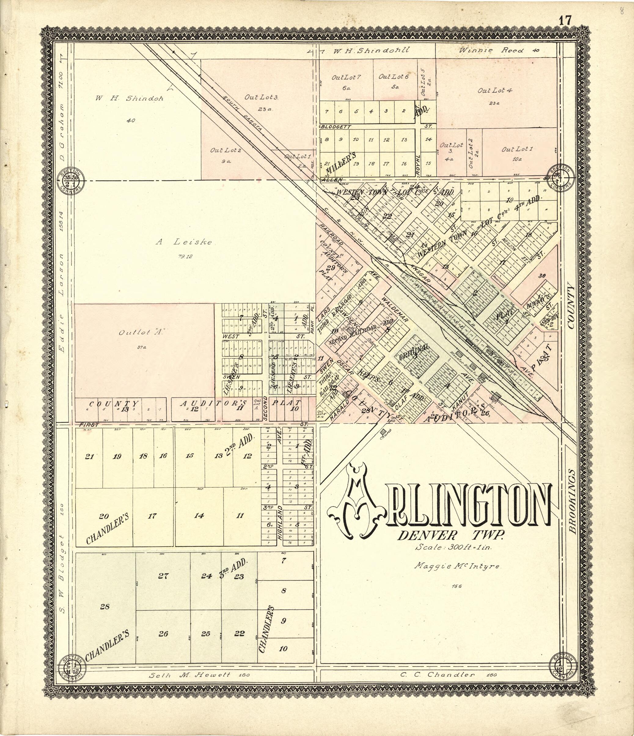 This old map of Map of Arlington from Standard Atlas of Kingsbury County, South Dakota from 1909 was created by Geo. A. Ogle & Co in 1909