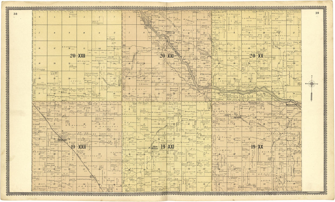 This old map of 20 XXII; 20 XXI; 20 XX; 19 XXII; 19 XXI; 19 XX from Standard Atlas of Custer County, Nebraska from 1904 was created by Geo. A. Ogle & Co in 1904