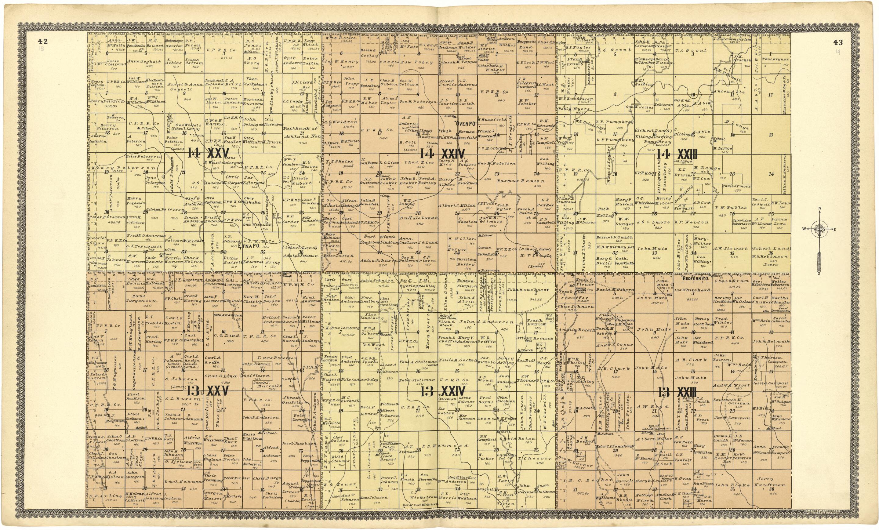 This old map of 14 XXV; 14 XXIV; 14 XXIII; 13 XXV; 13 XXIV; 13 XXIII from Standard Atlas of Custer County, Nebraska from 1904 was created by Geo. A. Ogle & Co in 1904