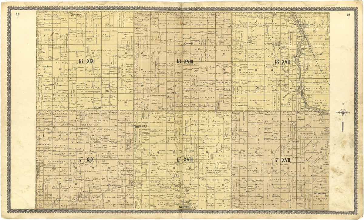18 XIX; 18 XVIII; 18 XVII; 17 XIX; 17 XVIII; 17 XVII from Standard Atlas of Custer County, Nebraska 1904 by Relic Map Company