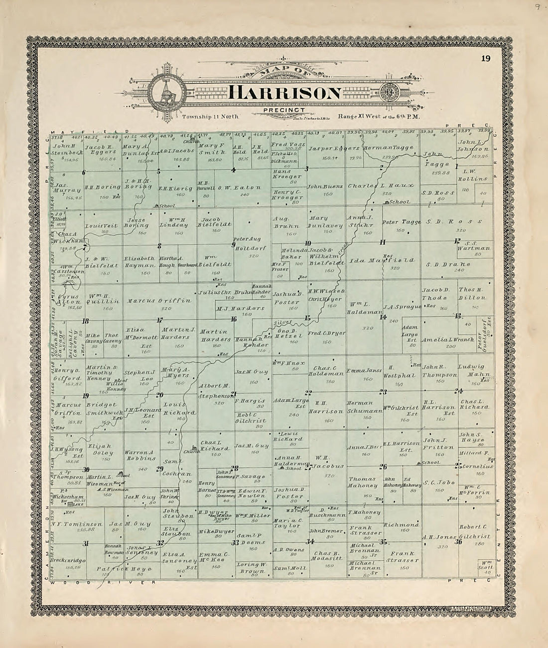 This old map of Harrison from Standard Atlas of Hall County, Nebraska from 1904 was created by Geo. A. Ogle & Co in 1904