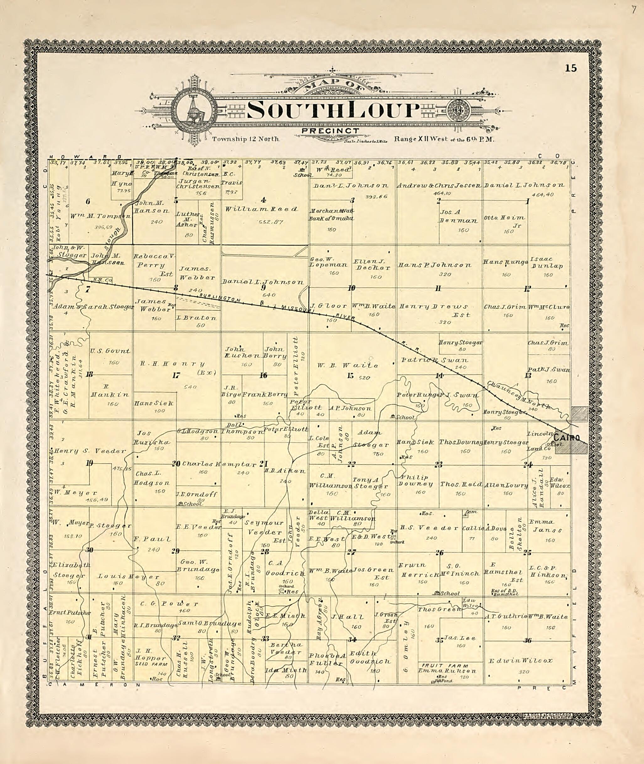 This old map of South Loup from Standard Atlas of Hall County, Nebraska from 1904 was created by Geo. A. Ogle & Co in 1904