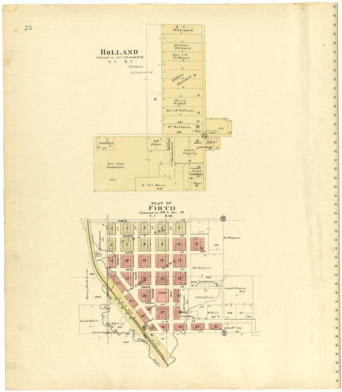 This old map of Holland; Plat of Firth from Plat Book of Lancaster County, Nebraska from 1903 was created by Brown-Scoville Publishing Company in 1903