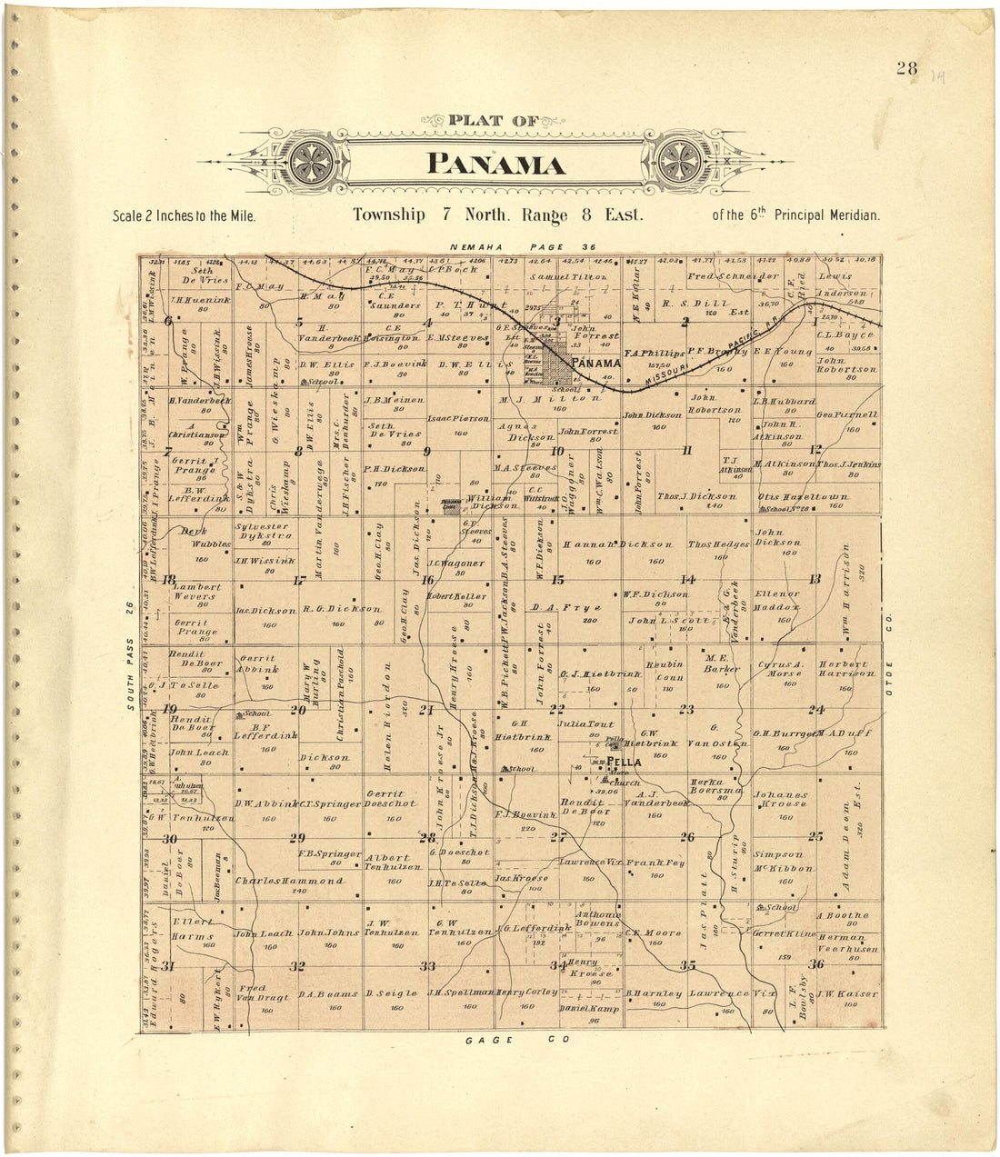 This old map of Plat of Panama from Plat Book of Lancaster County, Nebraska from 1903 was created by Brown-Scoville Publishing Company in 1903