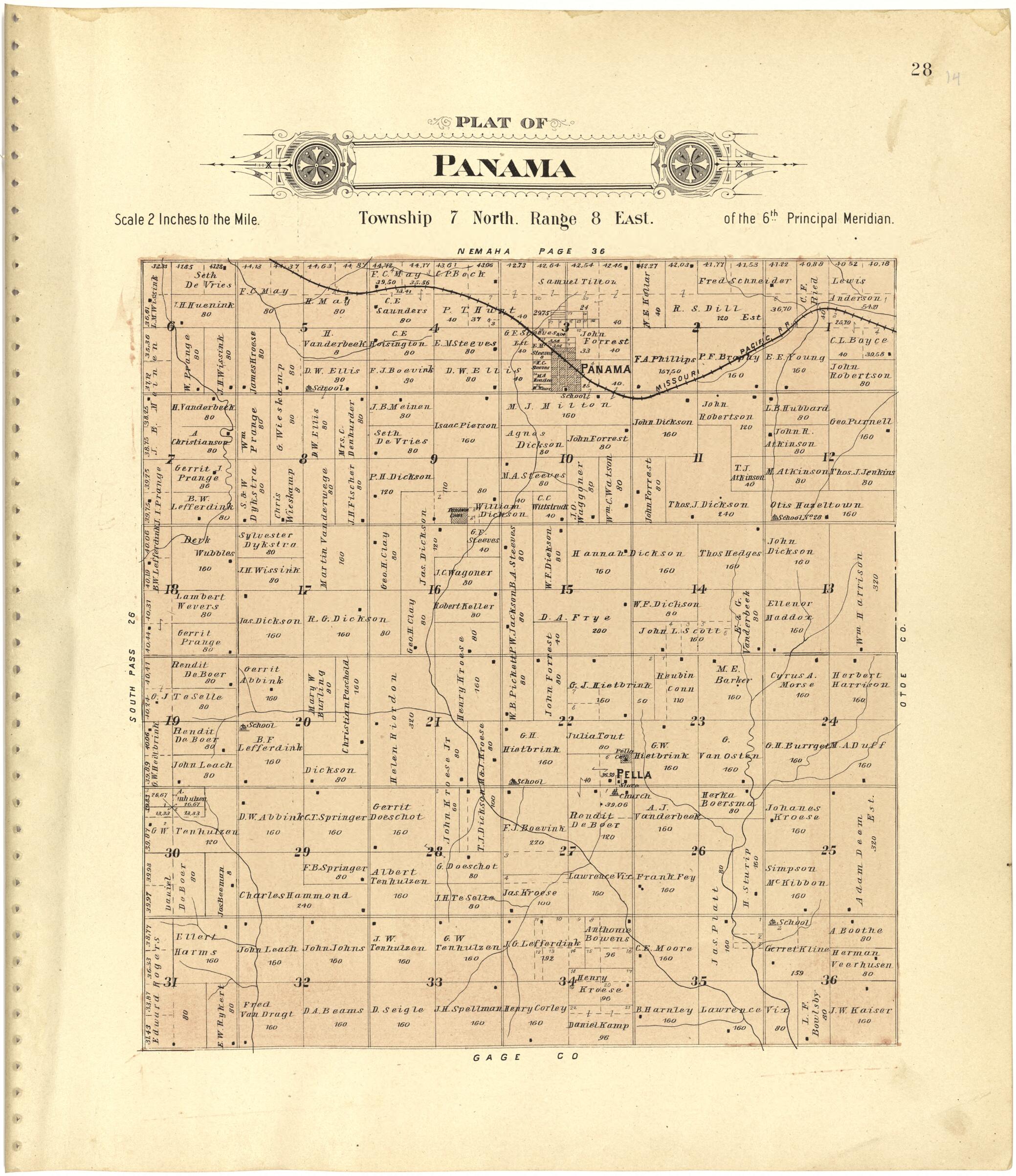 This old map of Plat of Panama from Plat Book of Lancaster County, Nebraska from 1903 was created by Brown-Scoville Publishing Company in 1903