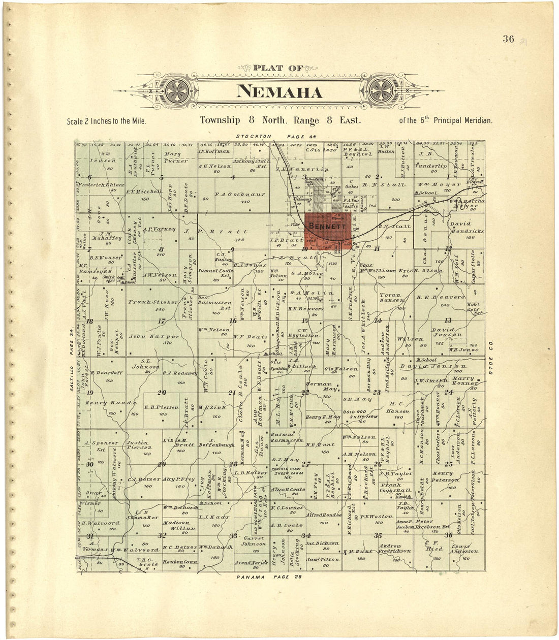This old map of Plat of Nemaha from Plat Book of Lancaster County, Nebraska from 1903 was created by Brown-Scoville Publishing Company in 1903
