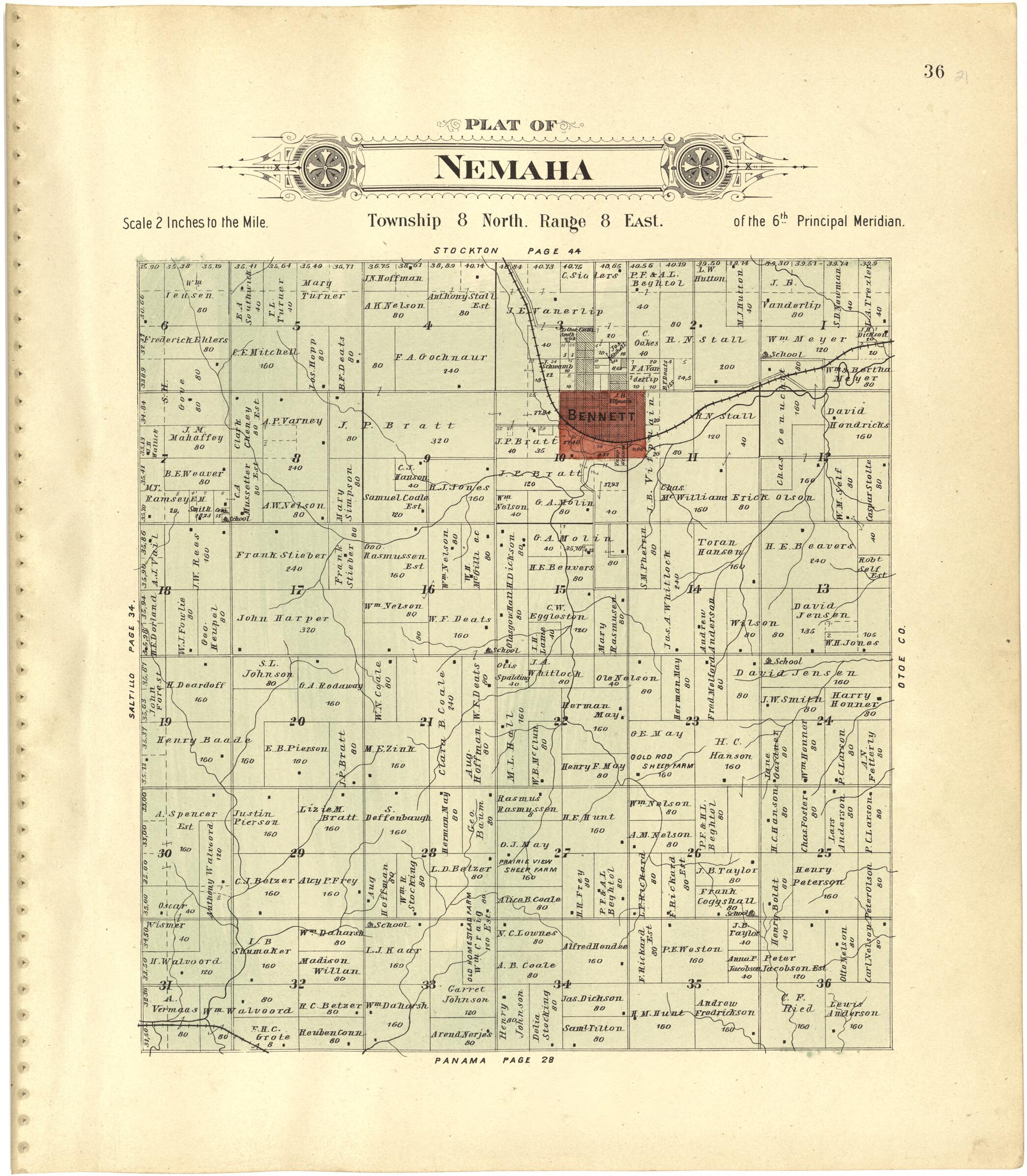 This old map of Plat of Nemaha from Plat Book of Lancaster County, Nebraska from 1903 was created by Brown-Scoville Publishing Company in 1903