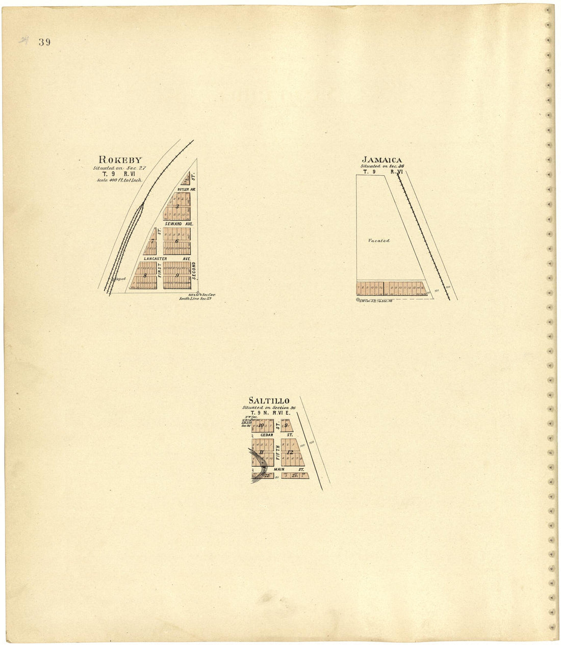 This old map of Rokeby; Jamaica; Saltillo from Plat Book of Lancaster County, Nebraska from 1903 was created by Brown-Scoville Publishing Company in 1903