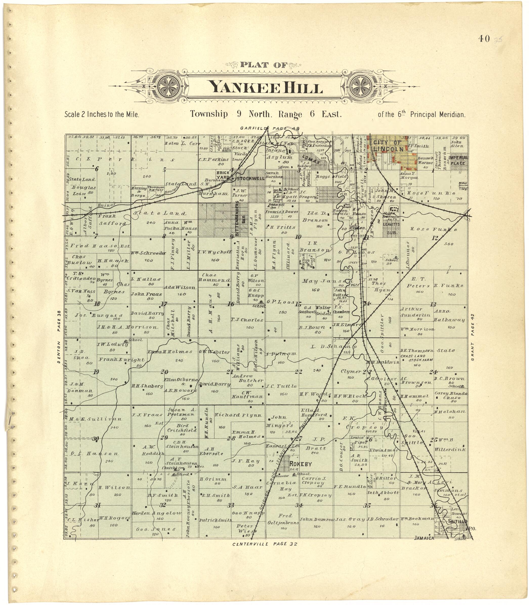 This old map of Plat of Yankee Hill from Plat Book of Lancaster County, Nebraska from 1903 was created by Brown-Scoville Publishing Company in 1903