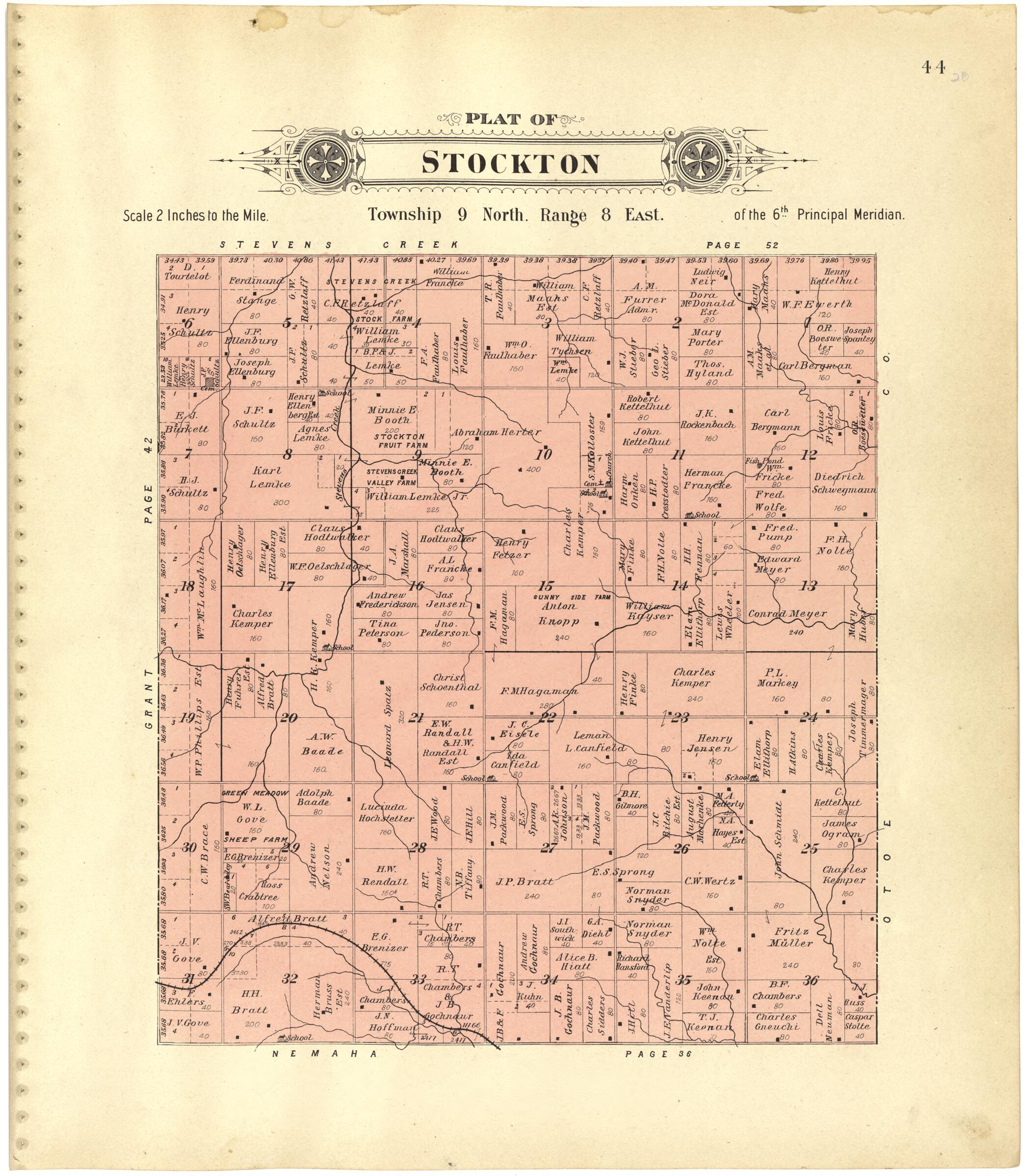 This old map of Plat of Stockton from Plat Book of Lancaster County, Nebraska from 1903 was created by Brown-Scoville Publishing Company in 1903