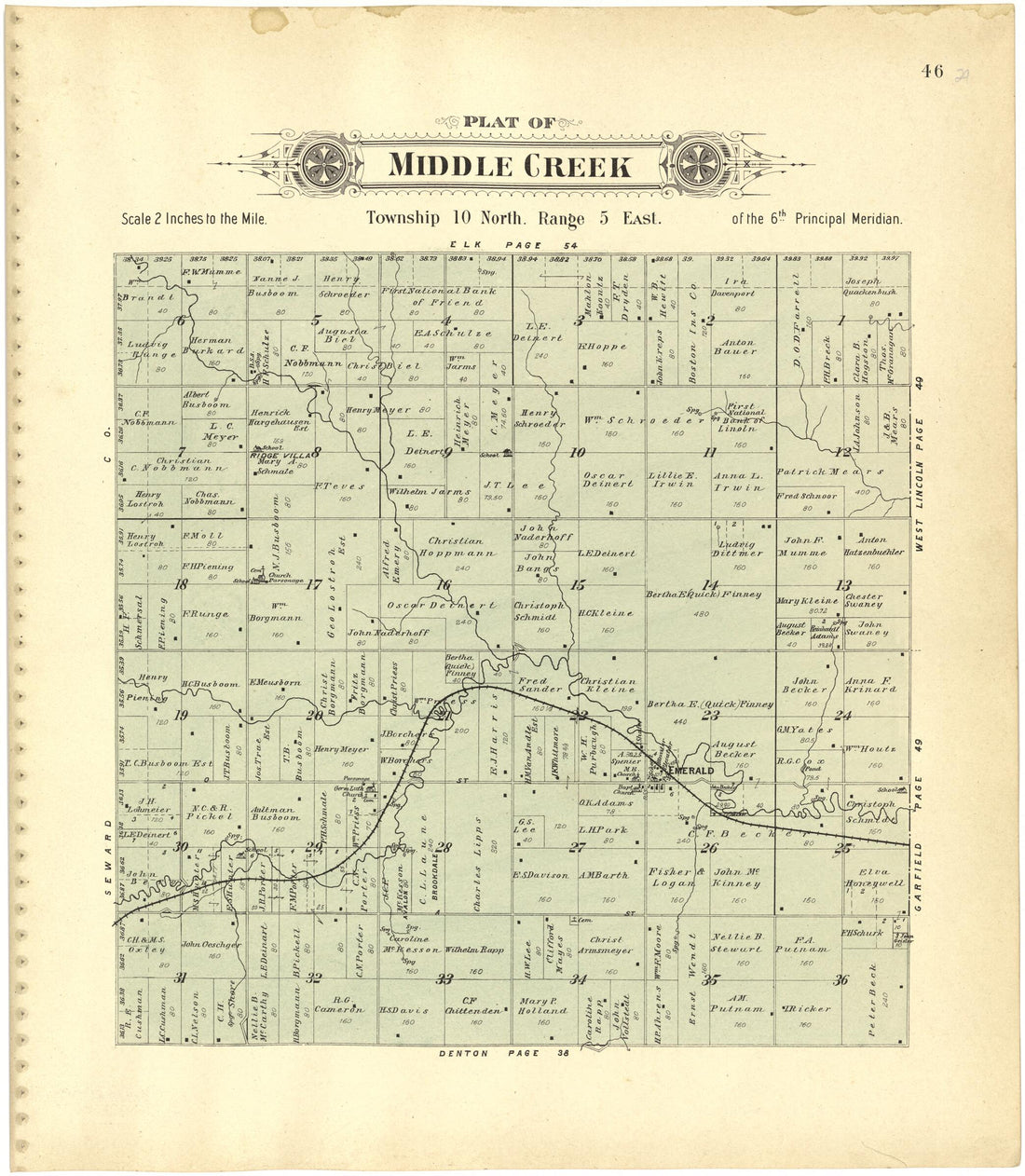 This old map of Plat of Middle Creek from Plat Book of Lancaster County, Nebraska from 1903 was created by Brown-Scoville Publishing Company in 1903